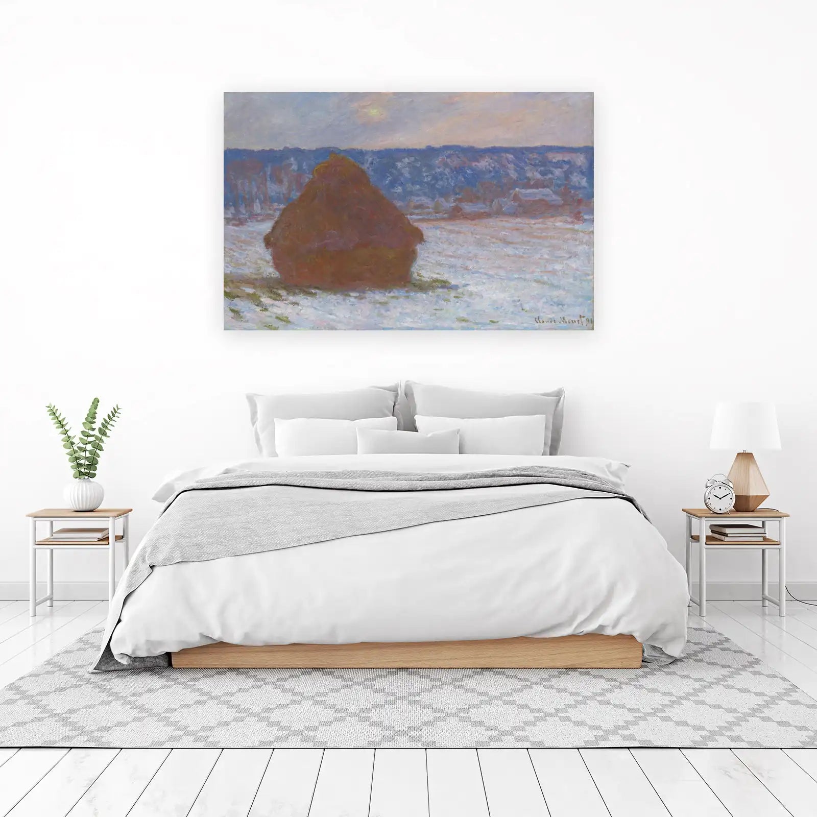 Impressionist Haystack Snow Scene Wall Art