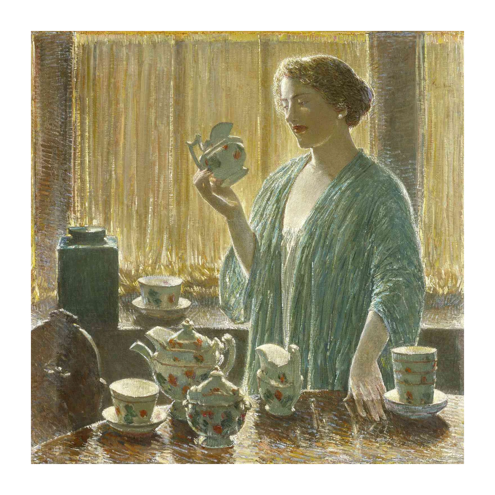 Woman with Teapot Vintage Still Life Wall Art