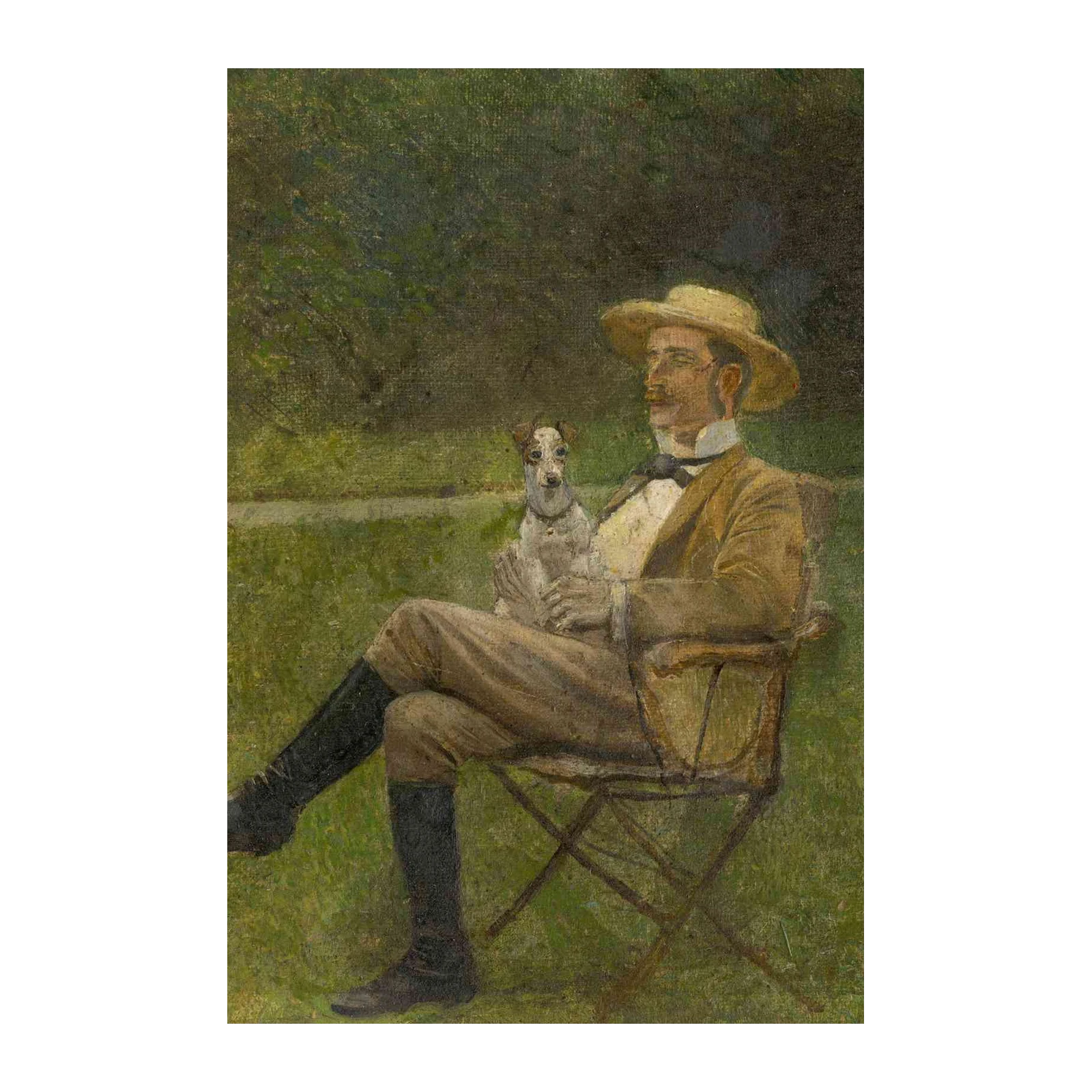 Vintage Gentleman & Dog Portrait Wall Art