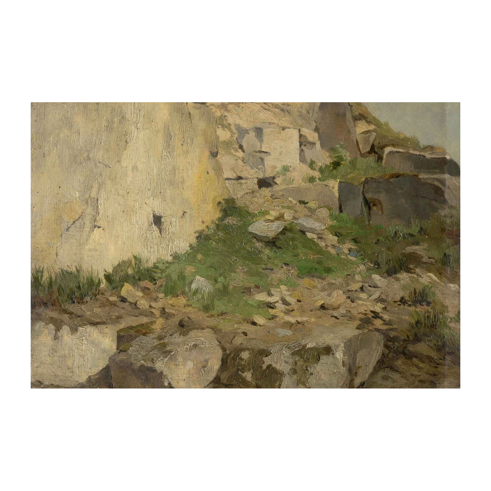 Textured Rock & Grass Landscape Wall Art