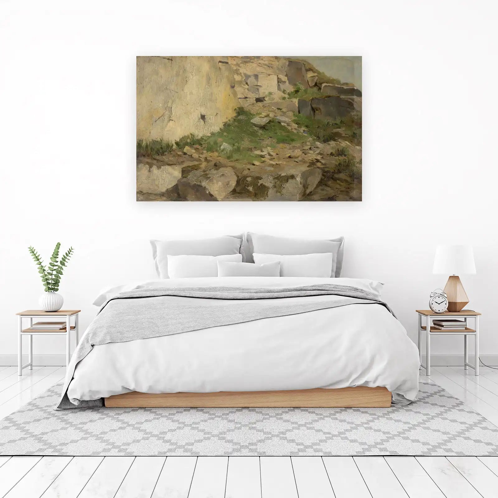 Textured Rock & Grass Landscape Wall Art