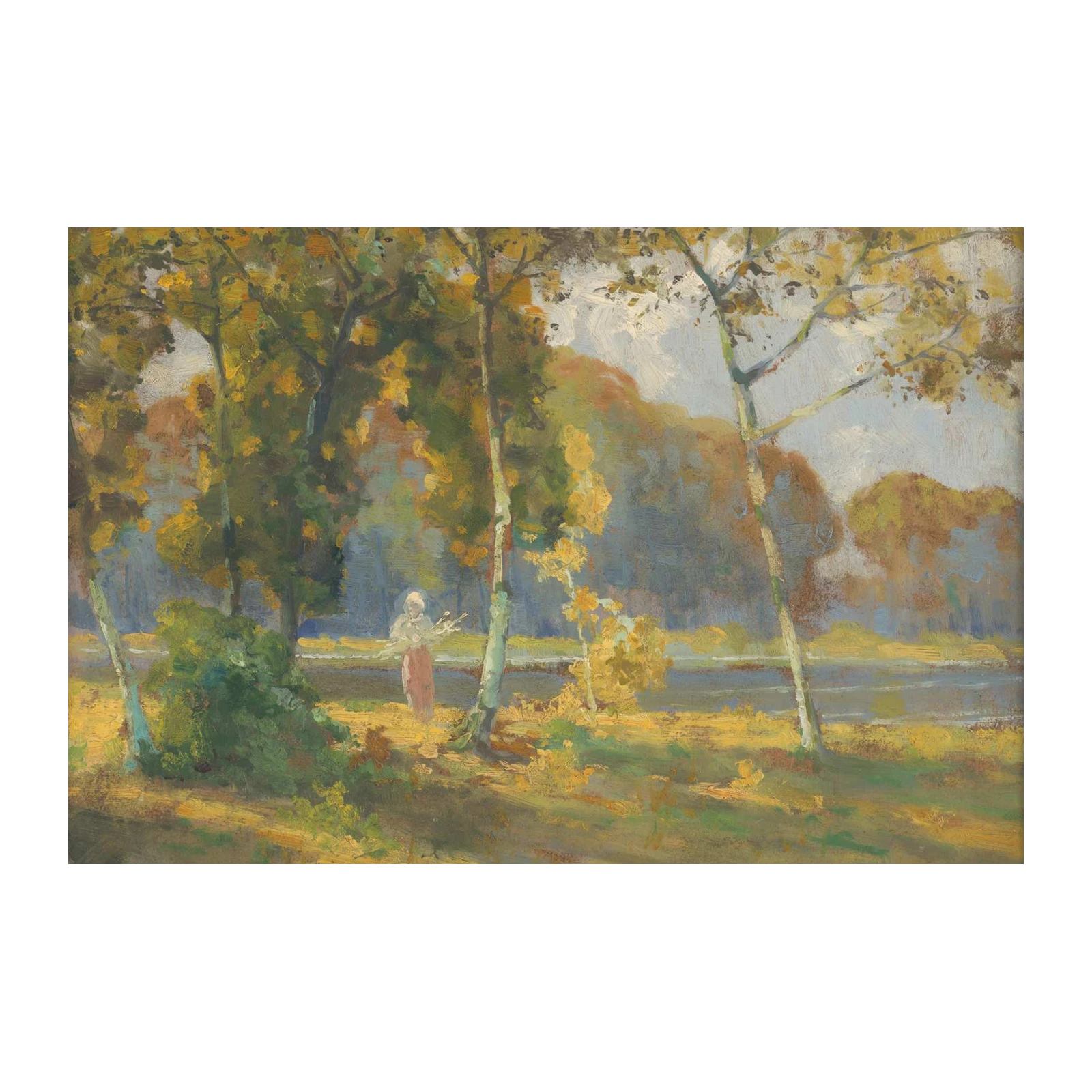 Autumn Landscape with Figure Wall Art
