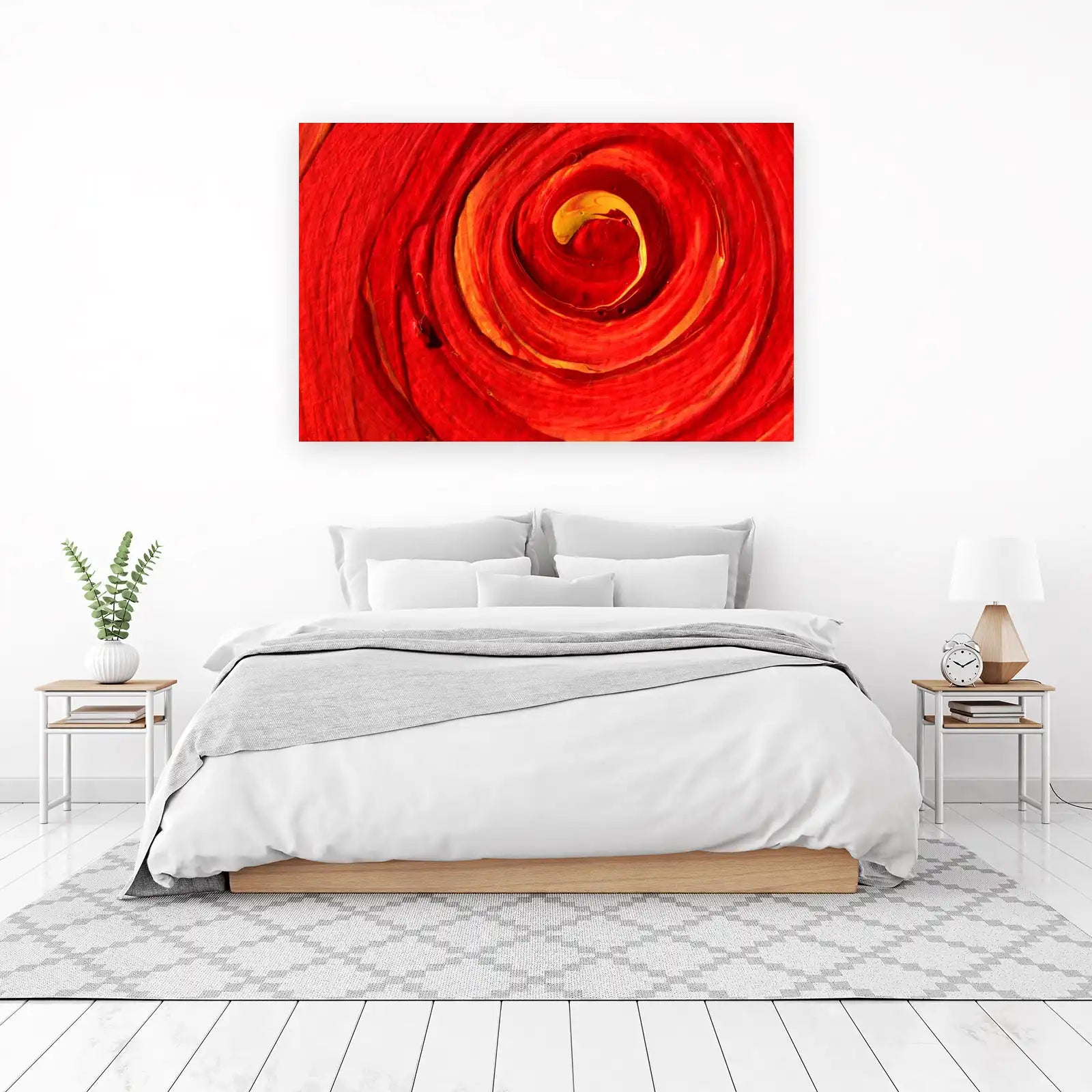 Vibrant Red Swirl Abstract Art Wall Art