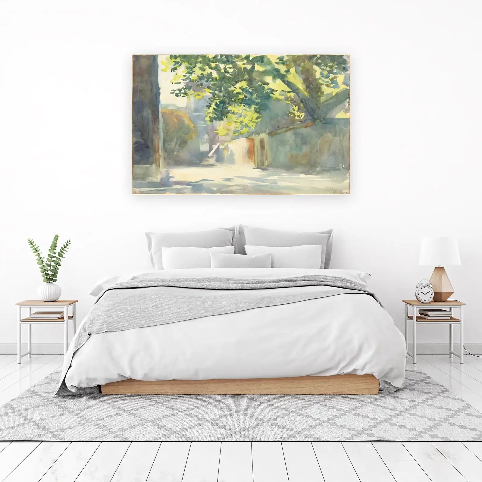 Sun-Dappled Courtyard Watercolor Wall Art