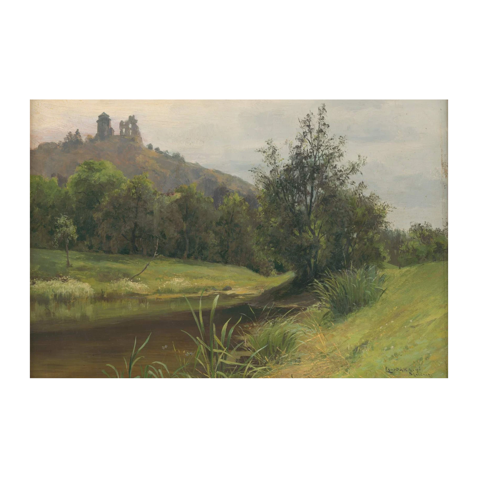 Serene Castle Landscape Lake Wall Art