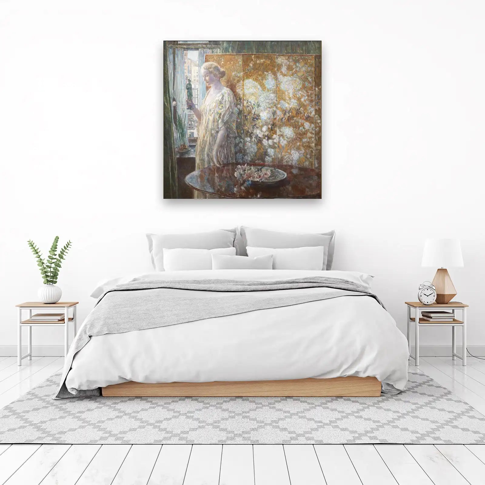 Elegant Woman with Statuette Wall Art