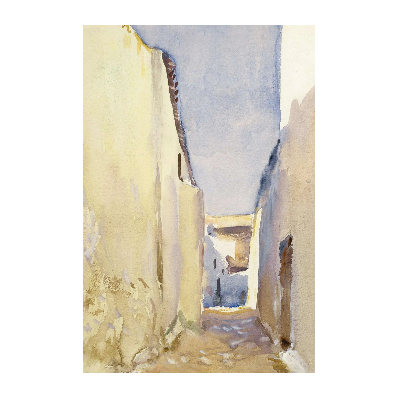 Sunlit Alleyway Watercolor Wall Art
