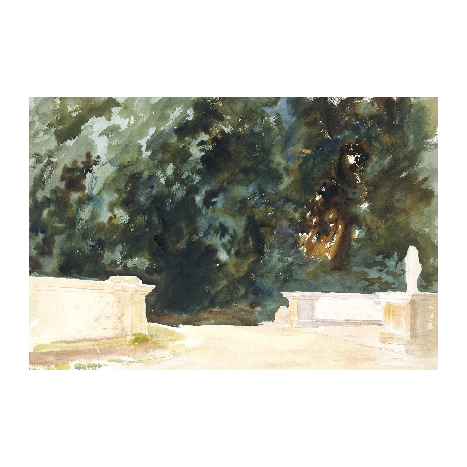 Serene Garden Path Watercolor Wall Art