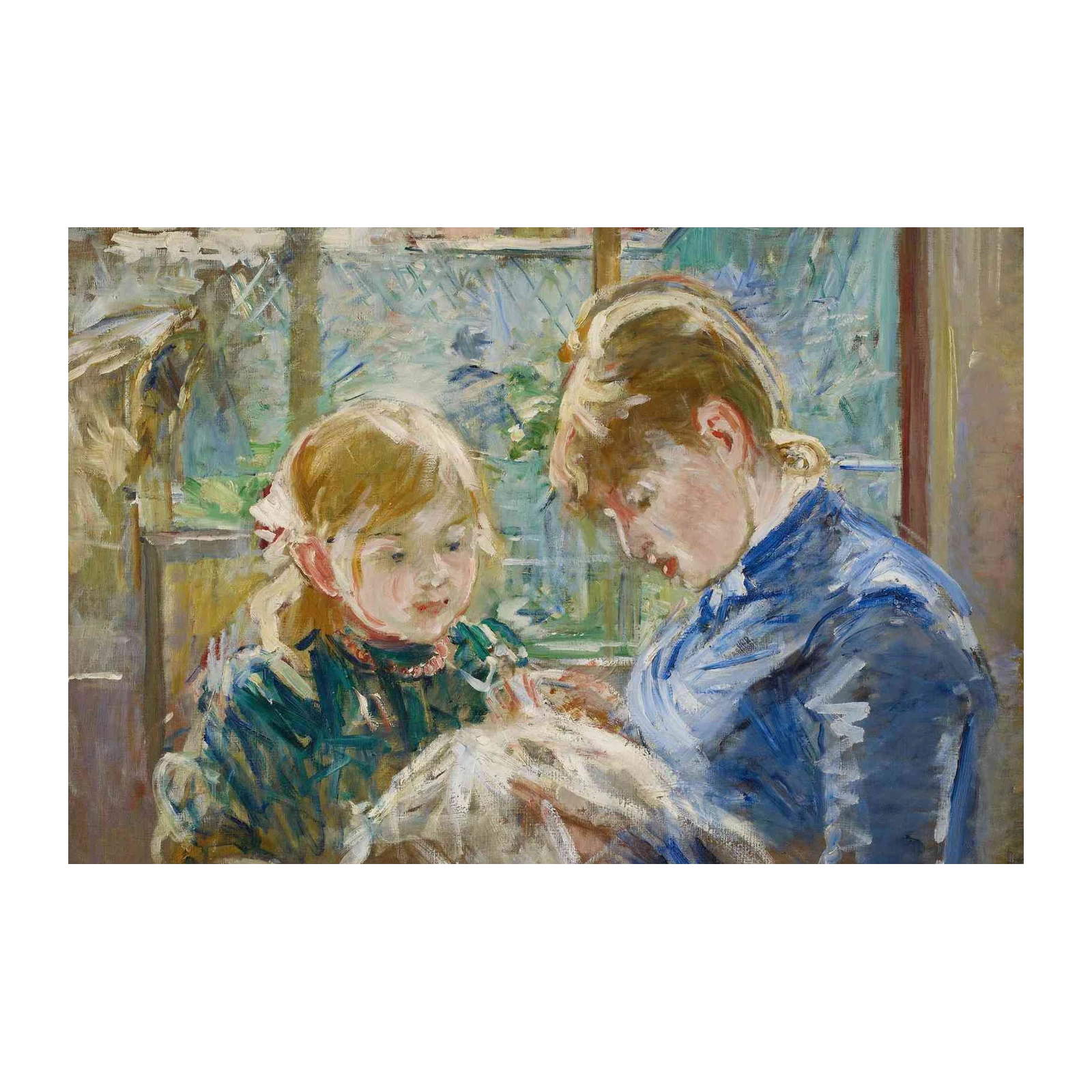 Impressionist Sisters Loving Moment Wall Art