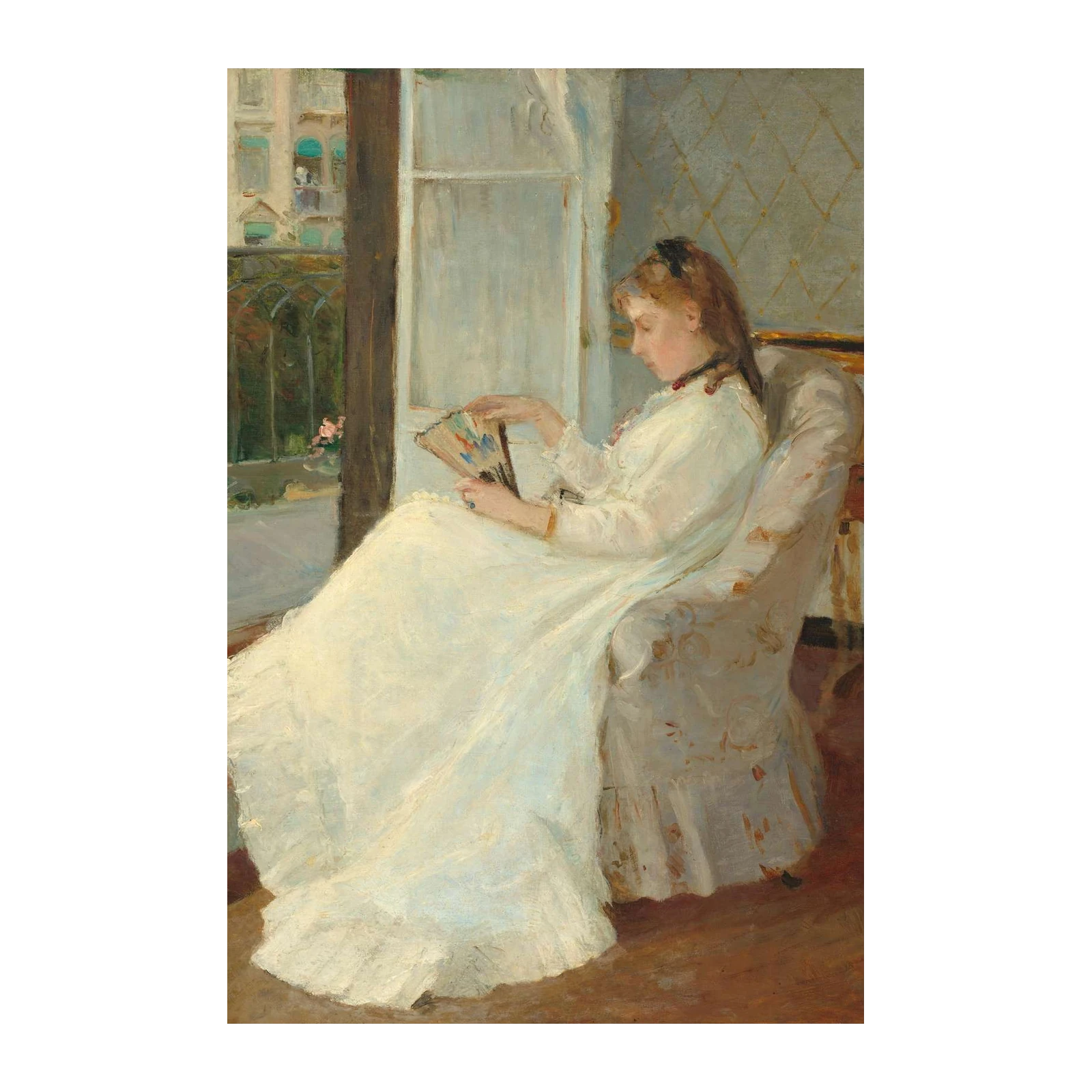 Elegant Woman with Fan Vintage Wall Art
