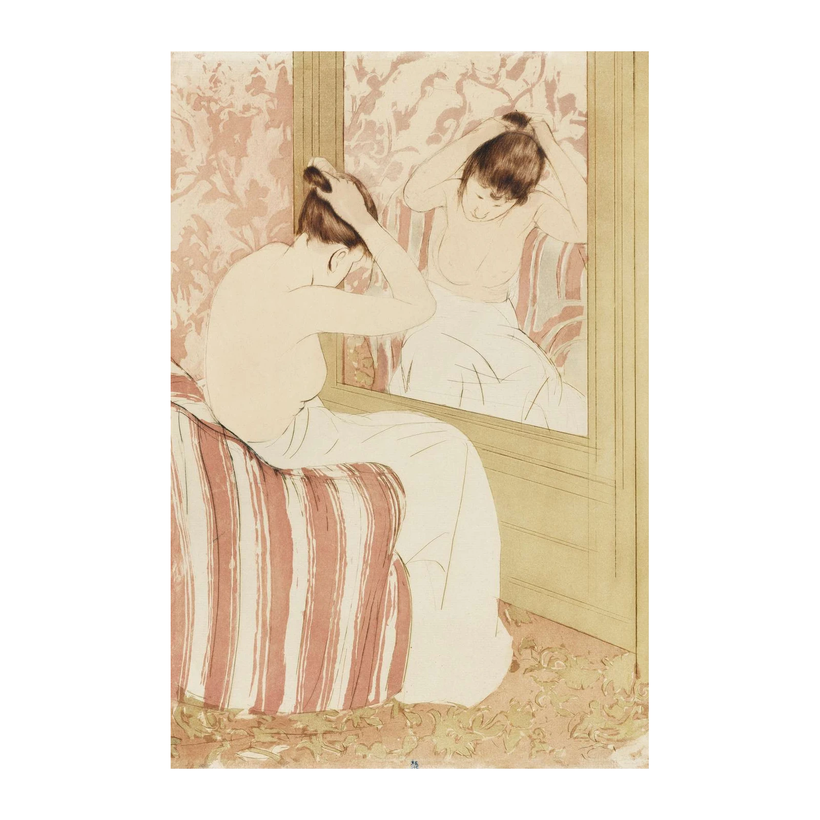 Elegant Lady Mirror Vintage Art Wall Art