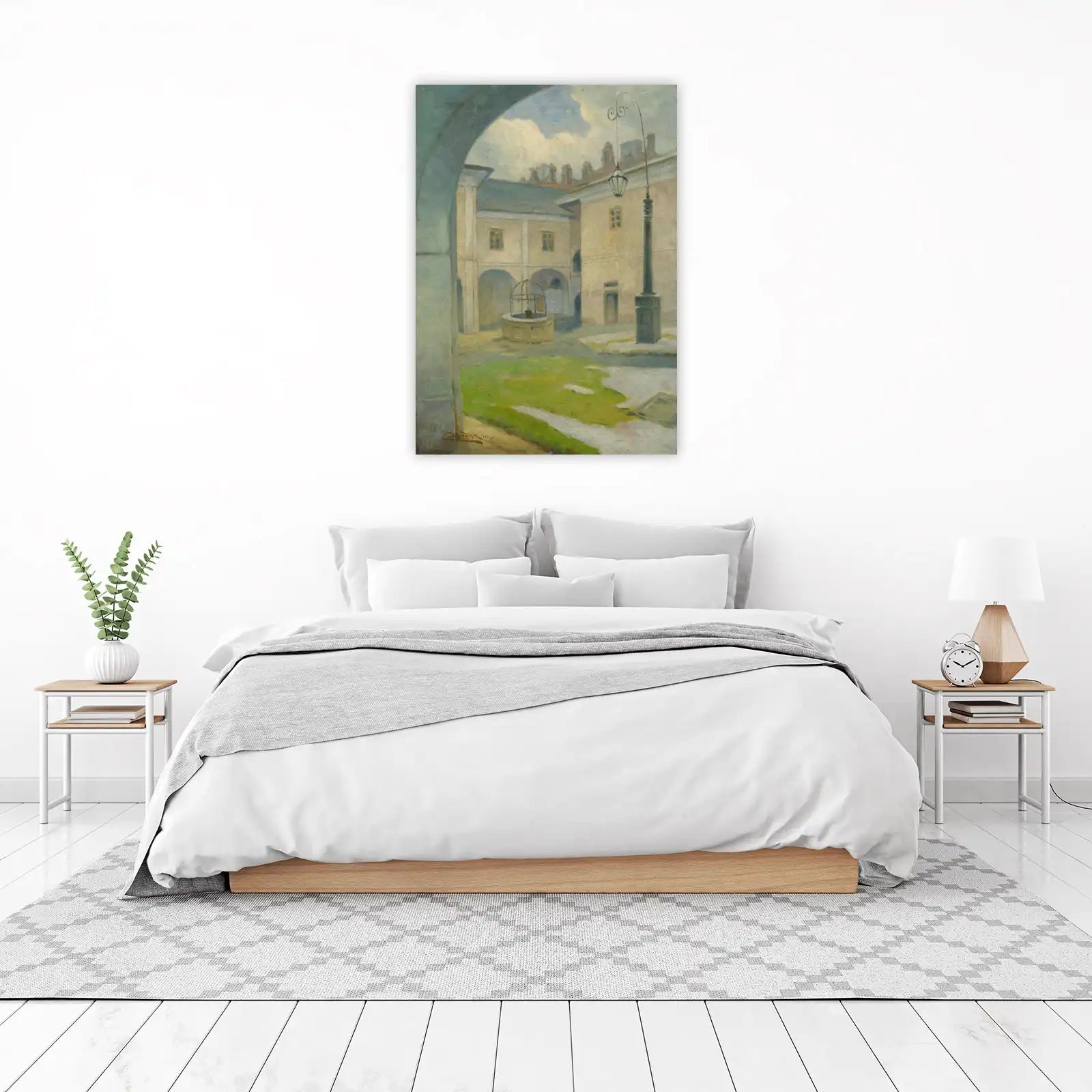 Vintage Courtyard Arch Oil Painting Wall Art