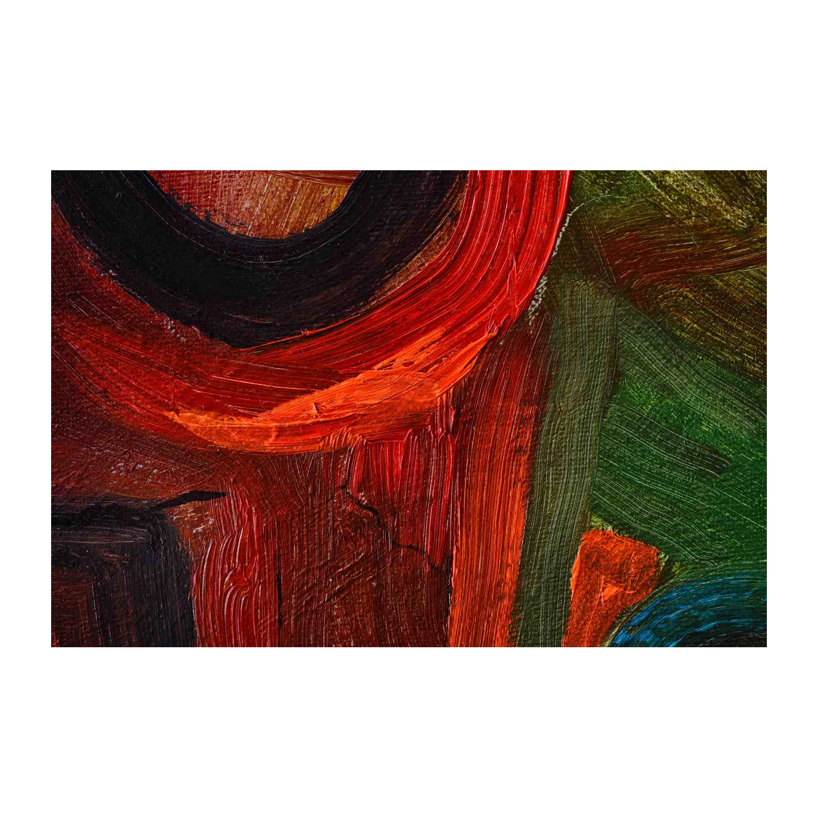 Bold Red & Green Abstract Oil Textured Wall Art