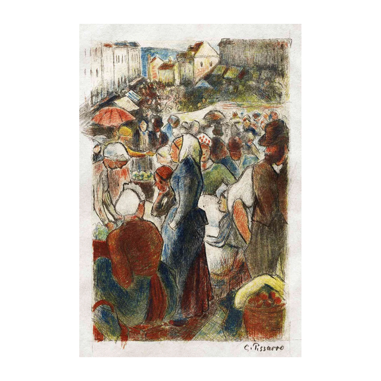 Vibrant Market Scene Impressionist Wall Art