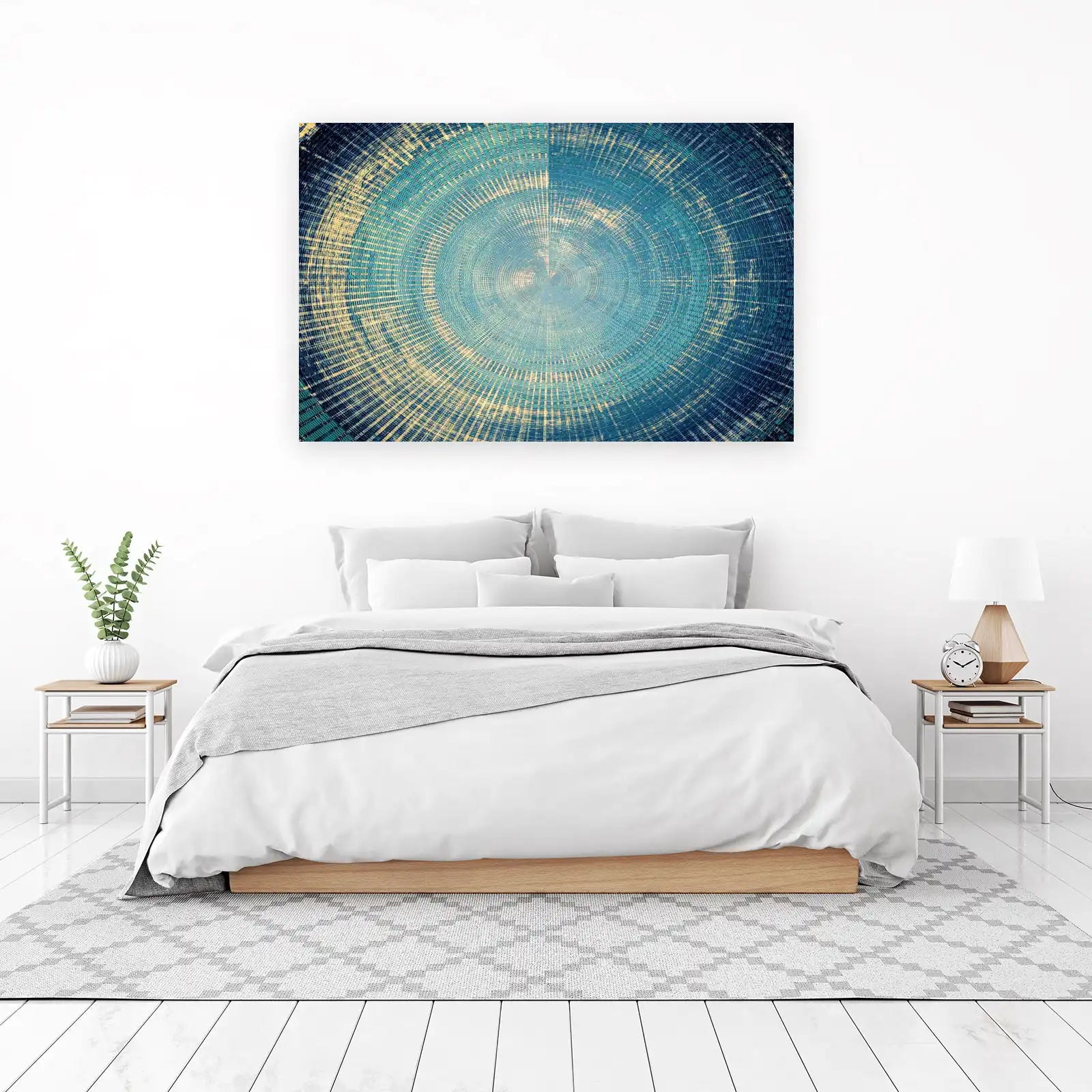 Abstract Blue Radial Burst Wall Art