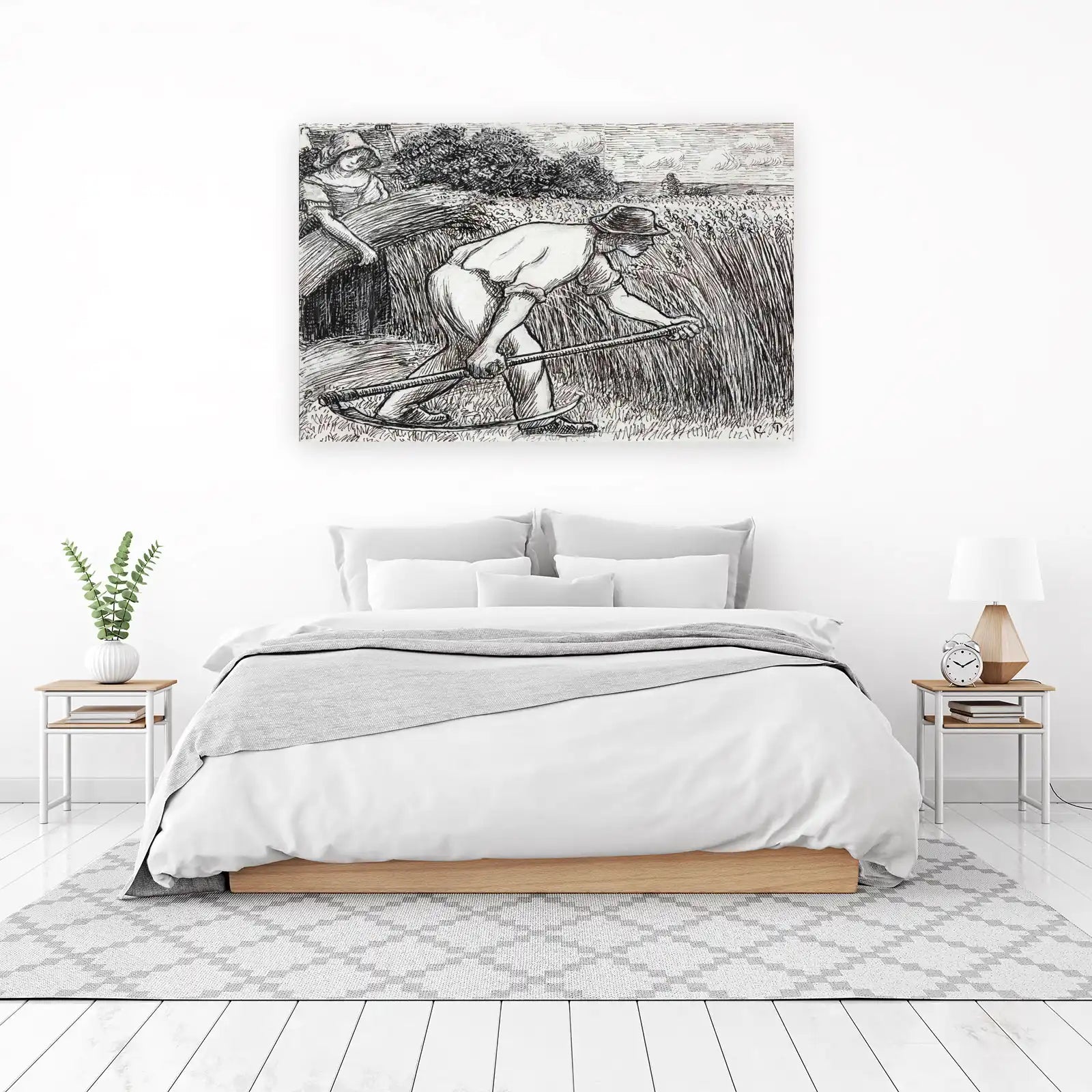 Vintage Farmer Harvesting Wheat Wall Art