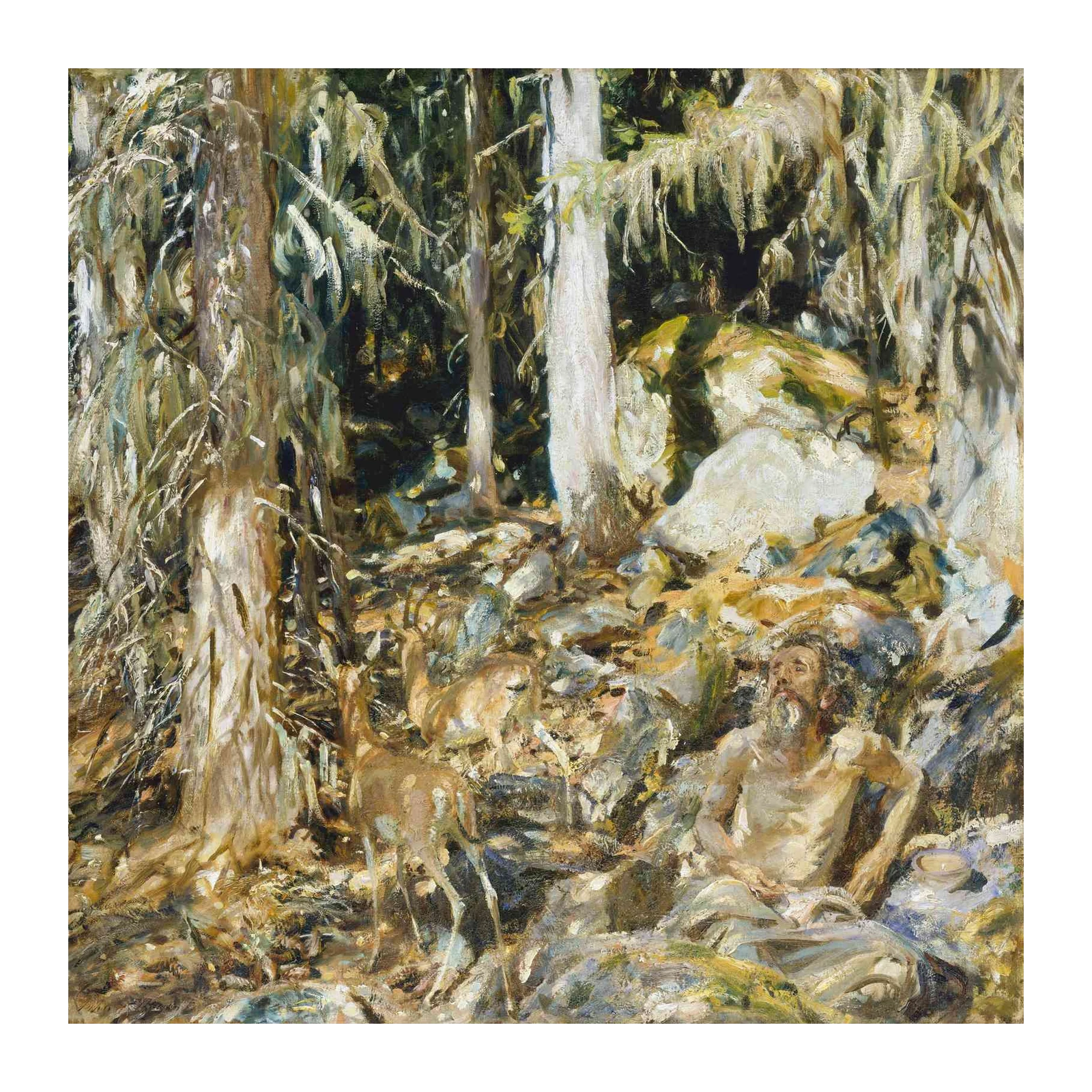 Tranquil Forest Scene with Deer Wall Art