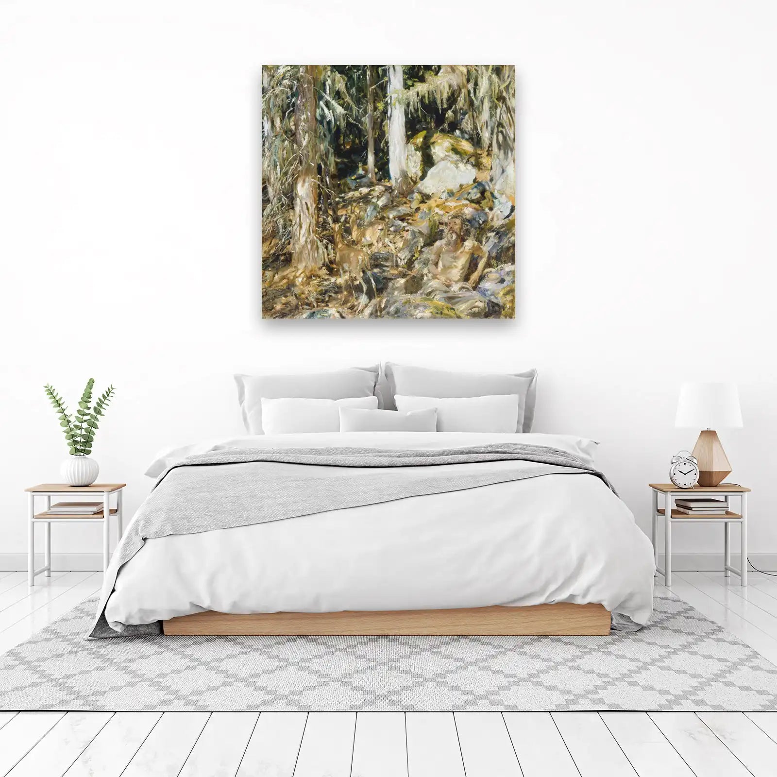 Tranquil Forest Scene with Deer Wall Art