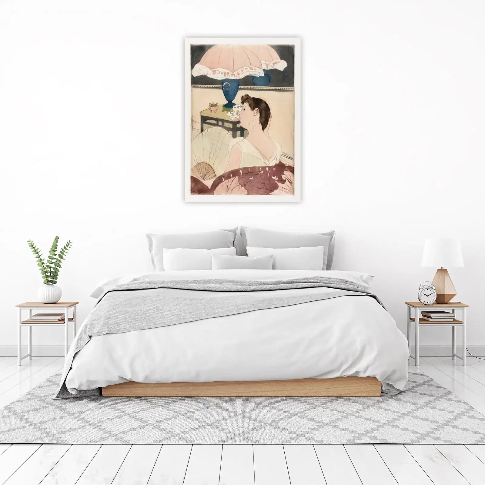 Elegant Woman Seated with Fan Wall Art