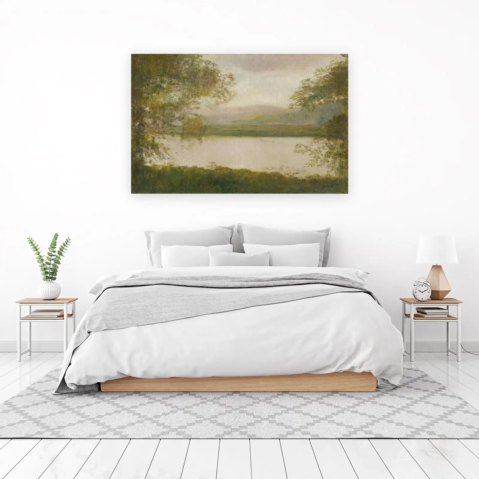 Serene Lake Landscape Vintage Wall Art Wall Art