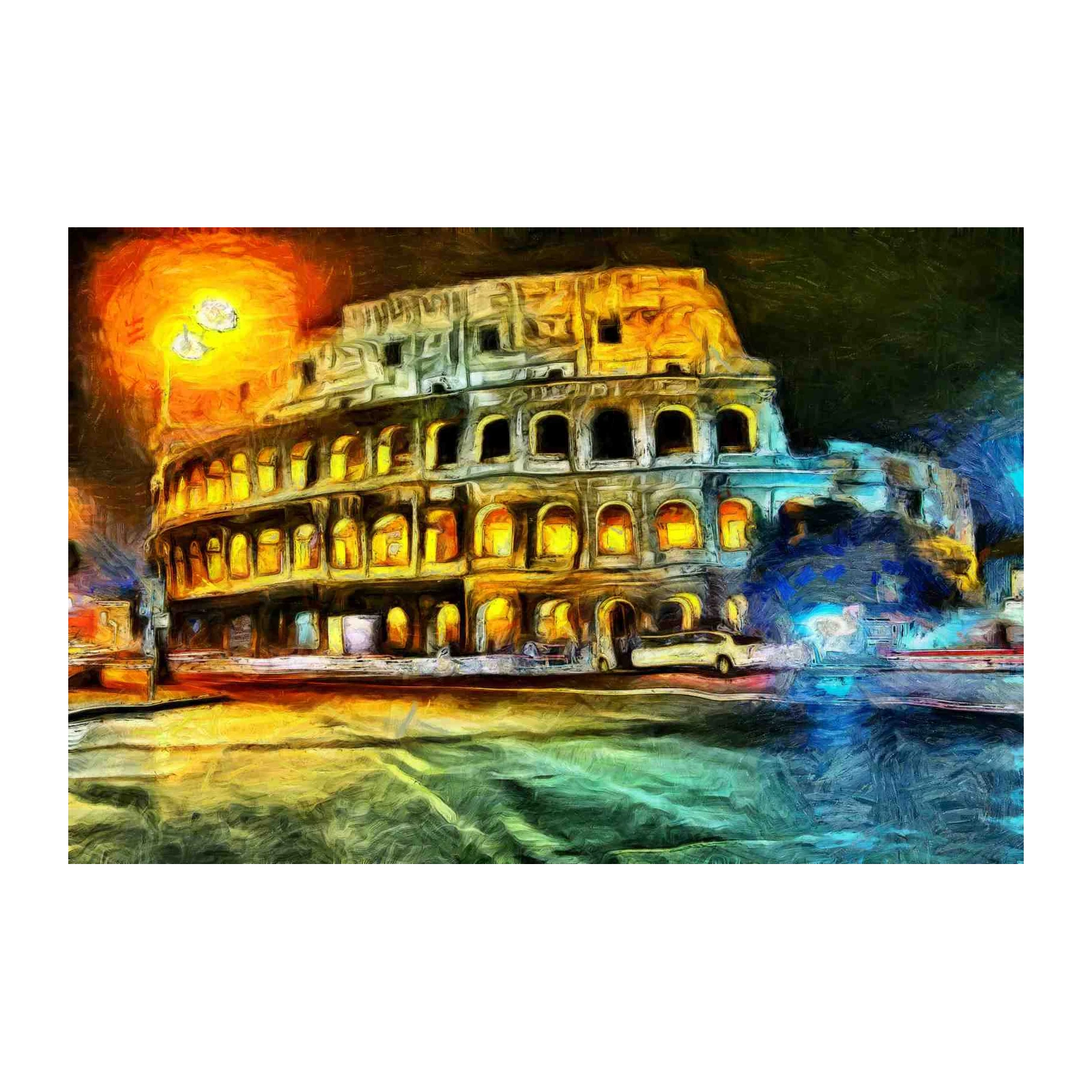 Vibrant Colosseum Night Scene Wall Art