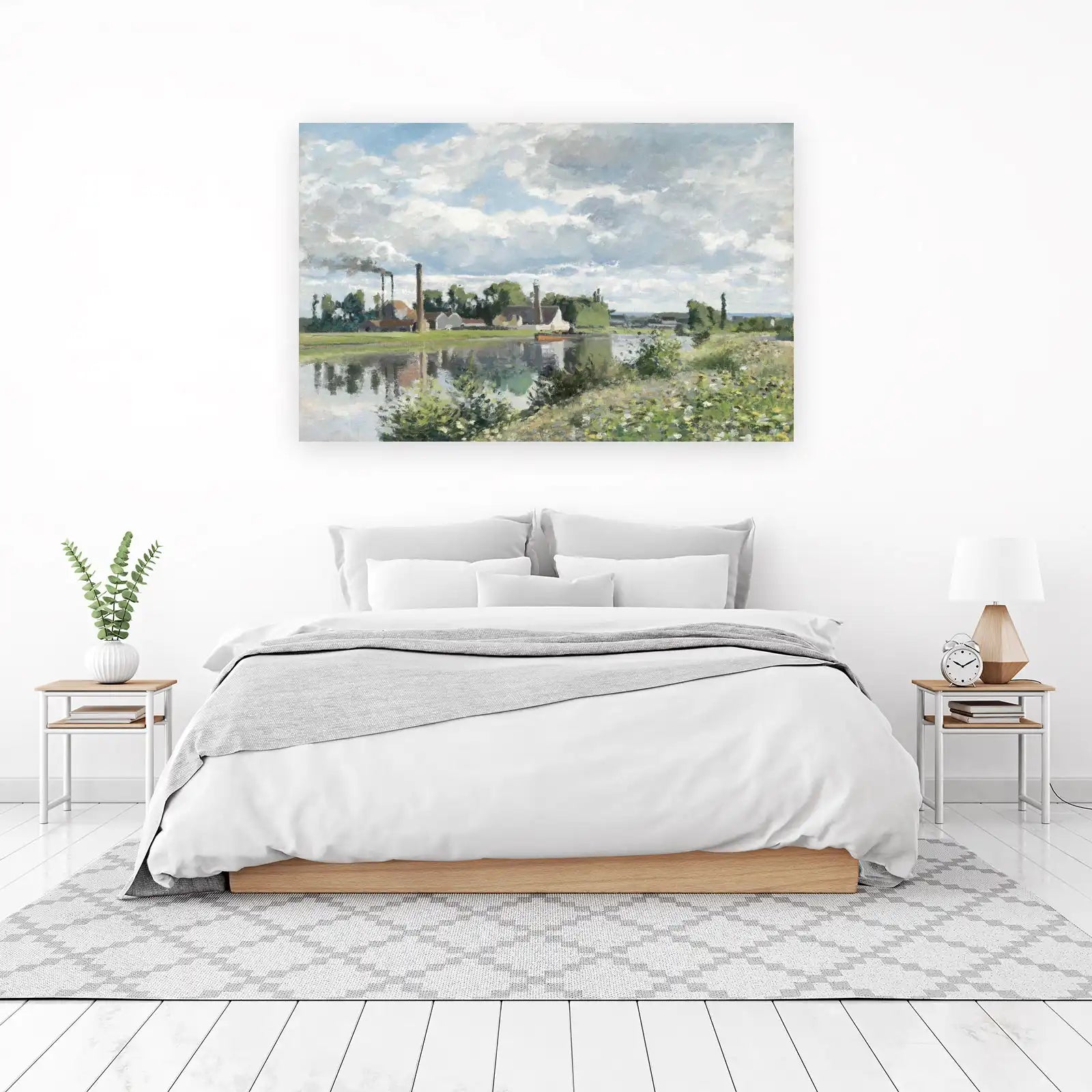 Impressionist River Industrial Scene Wall Art