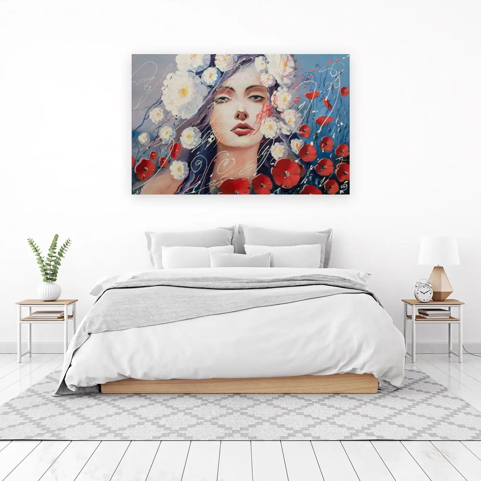 Enchanting Floral Portrait Oil Painting Wall Art