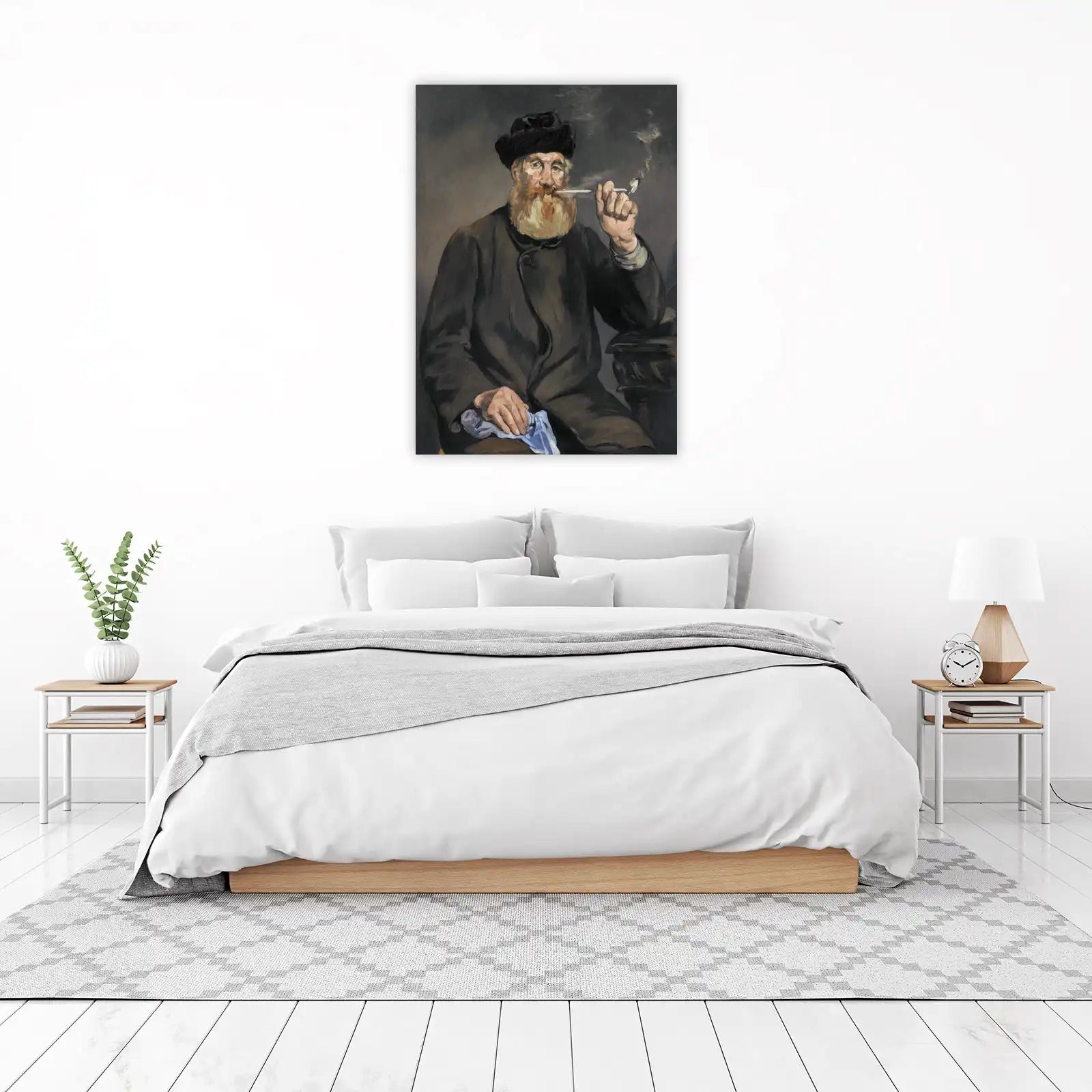 Old Man Smoking Pipe Portrait Wall Art