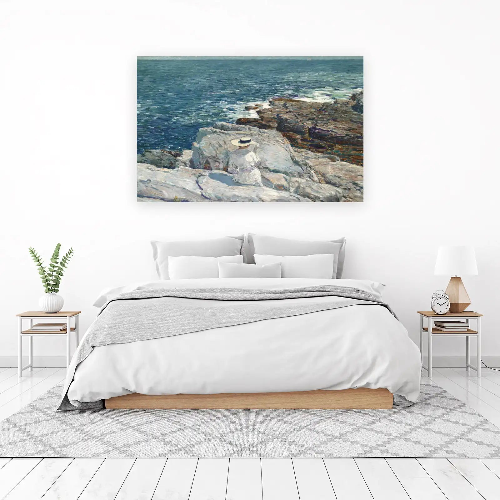 Seaside Serenity Woman Coastal View Wall Art