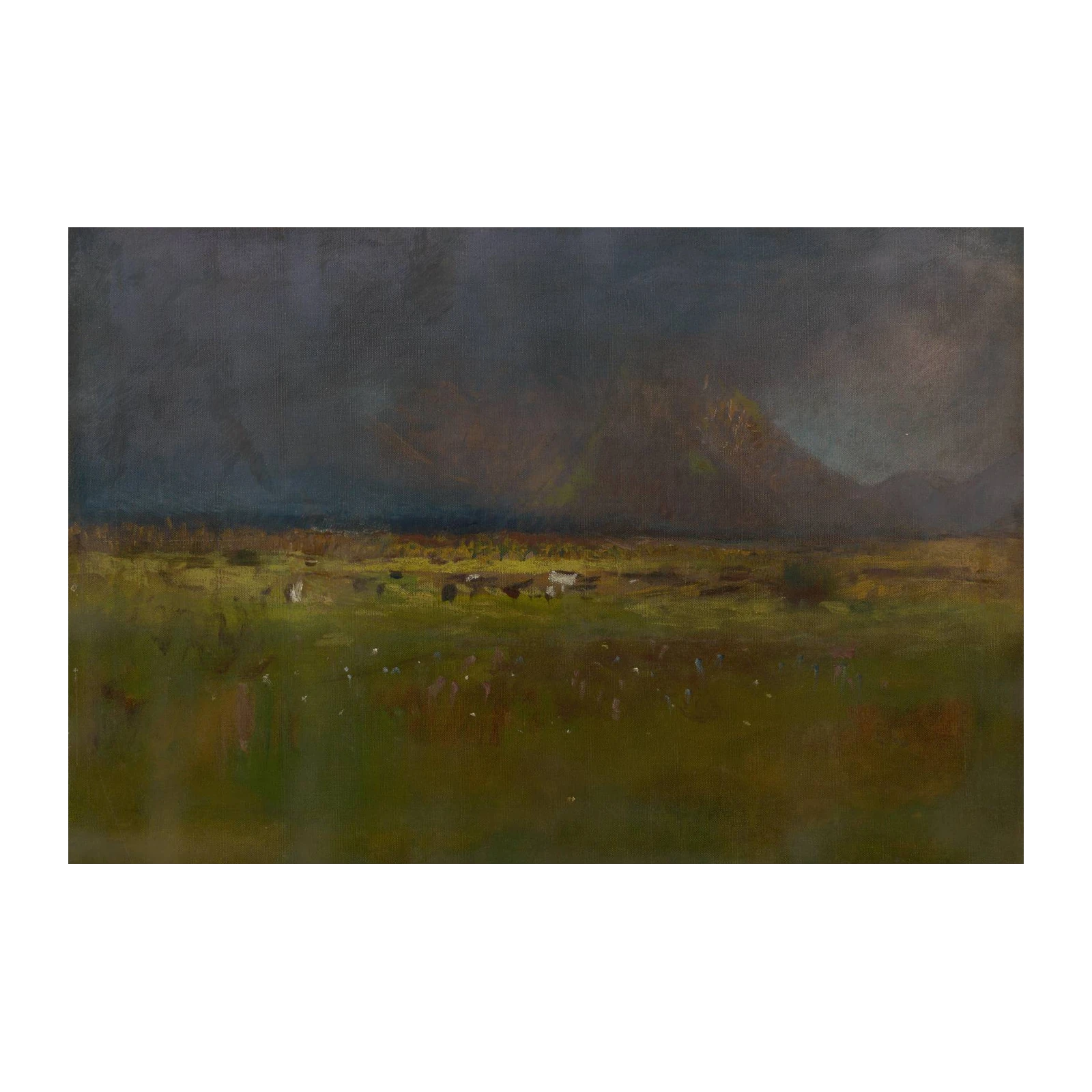 Moody Landscape Field & Mountains Wall Art