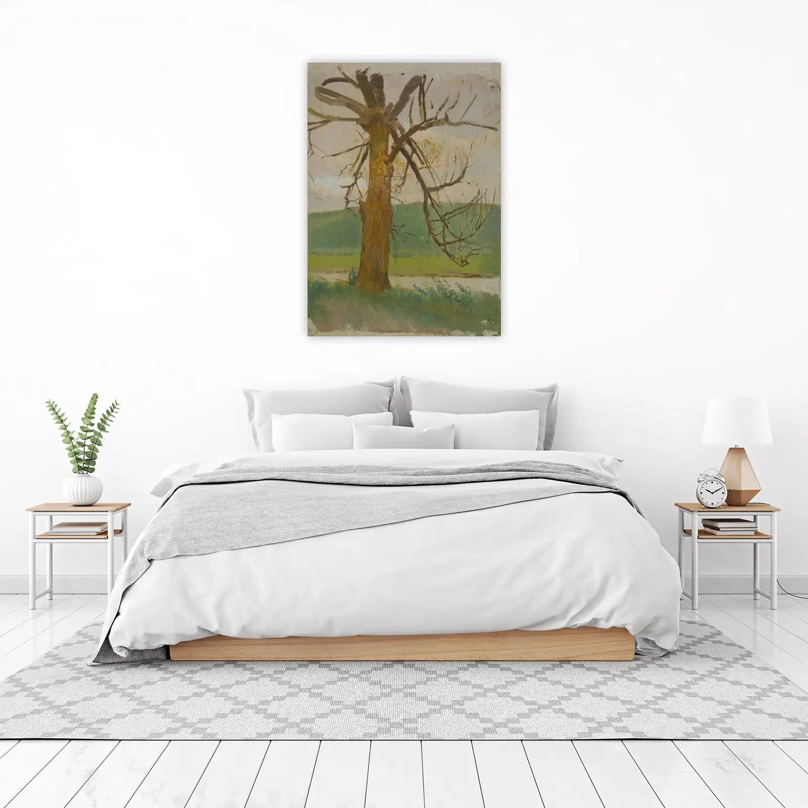 Earthy Bare Tree Landscape Wall Art