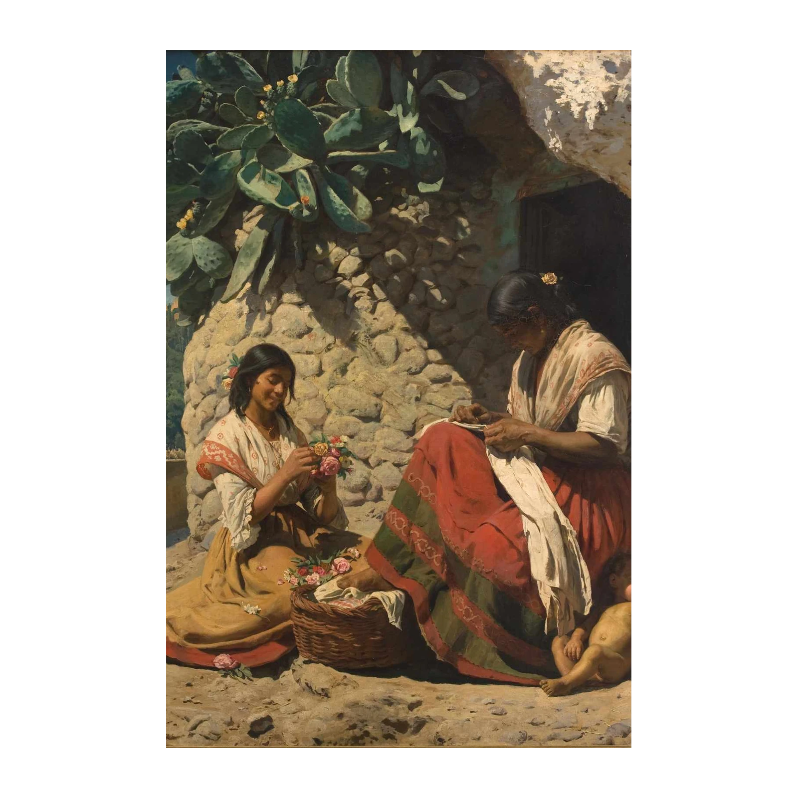 Mediterranean Women & Child Wall Art