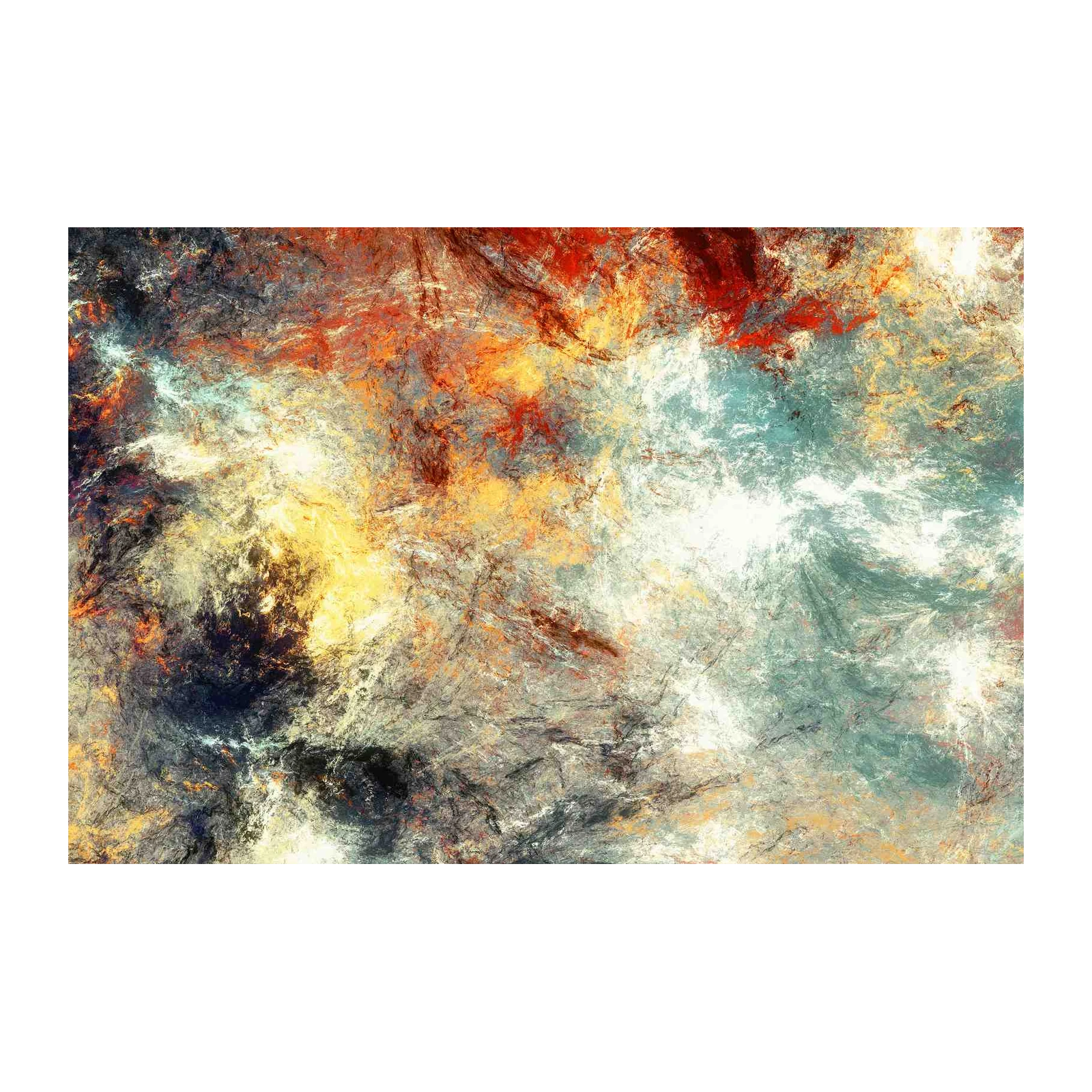 Vibrant Abstract Textured Red Yellow Teal Wall Art