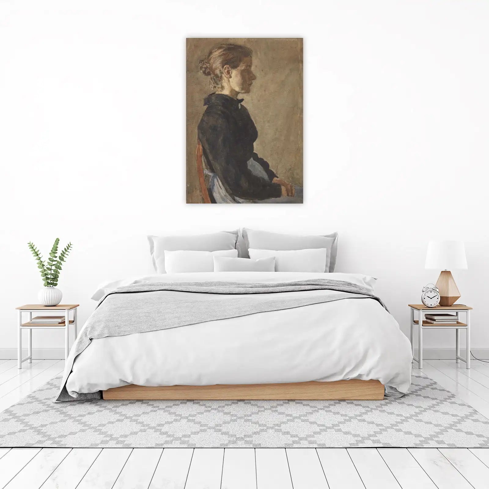 Vintage Portrait Woman Black Dress Wall Art