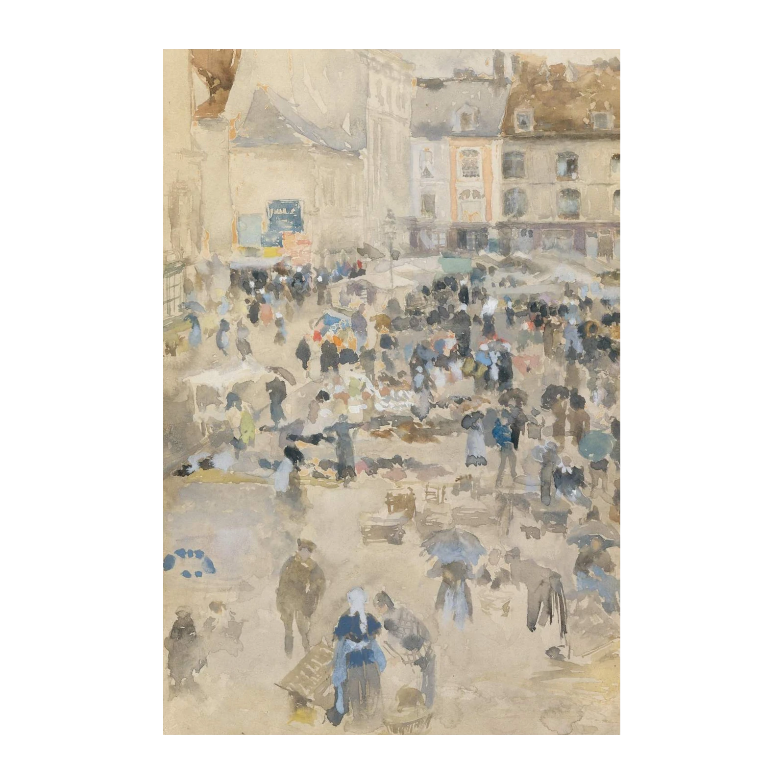 Parisian Market Square Watercolor Wall Art
