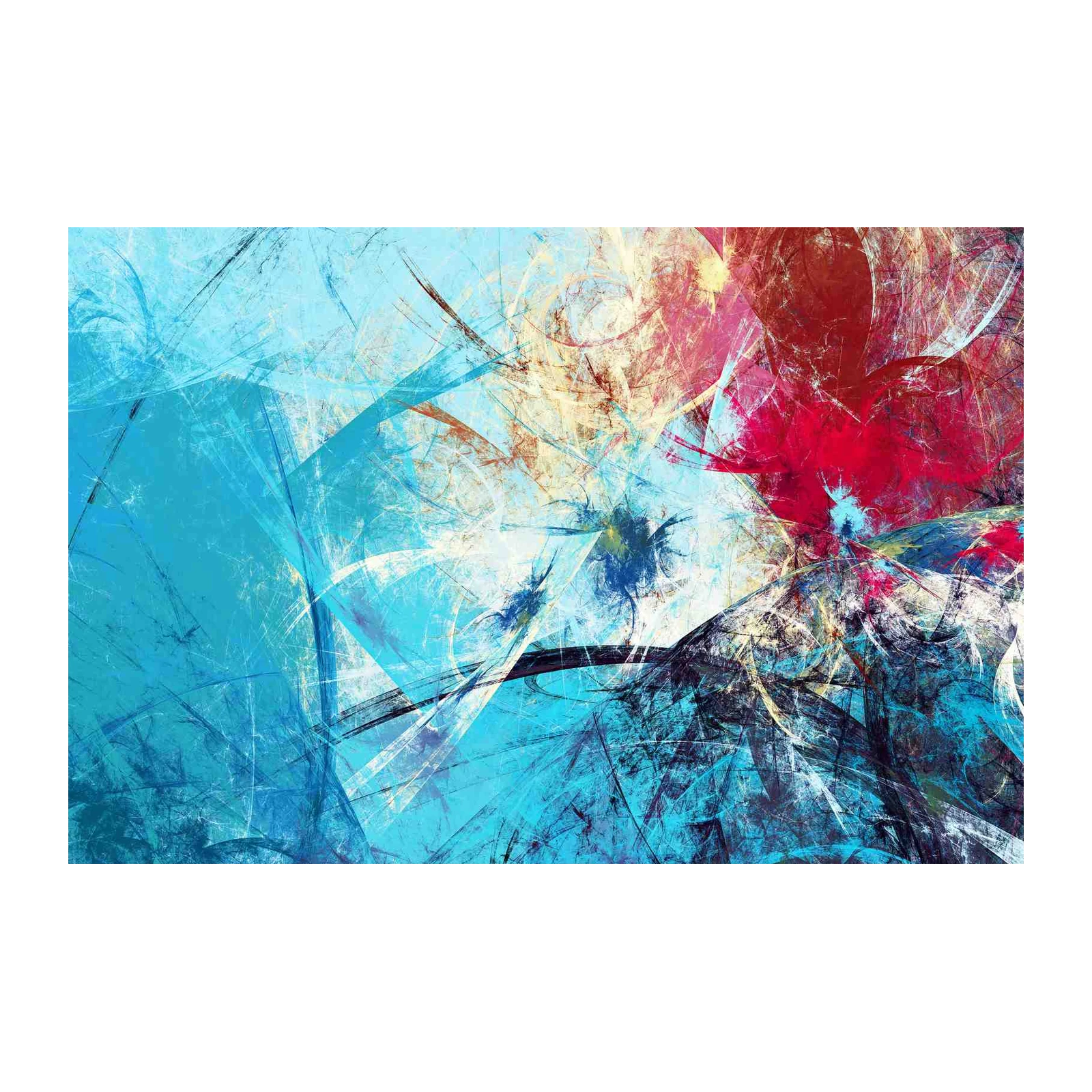 Vibrant Abstract Blue & Red Splash Wall Art
