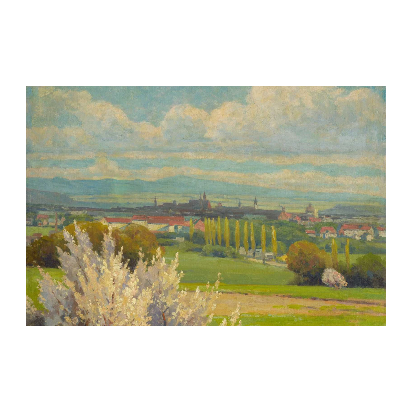 Spring Blossom Cityscape Impressionist Wall Art
