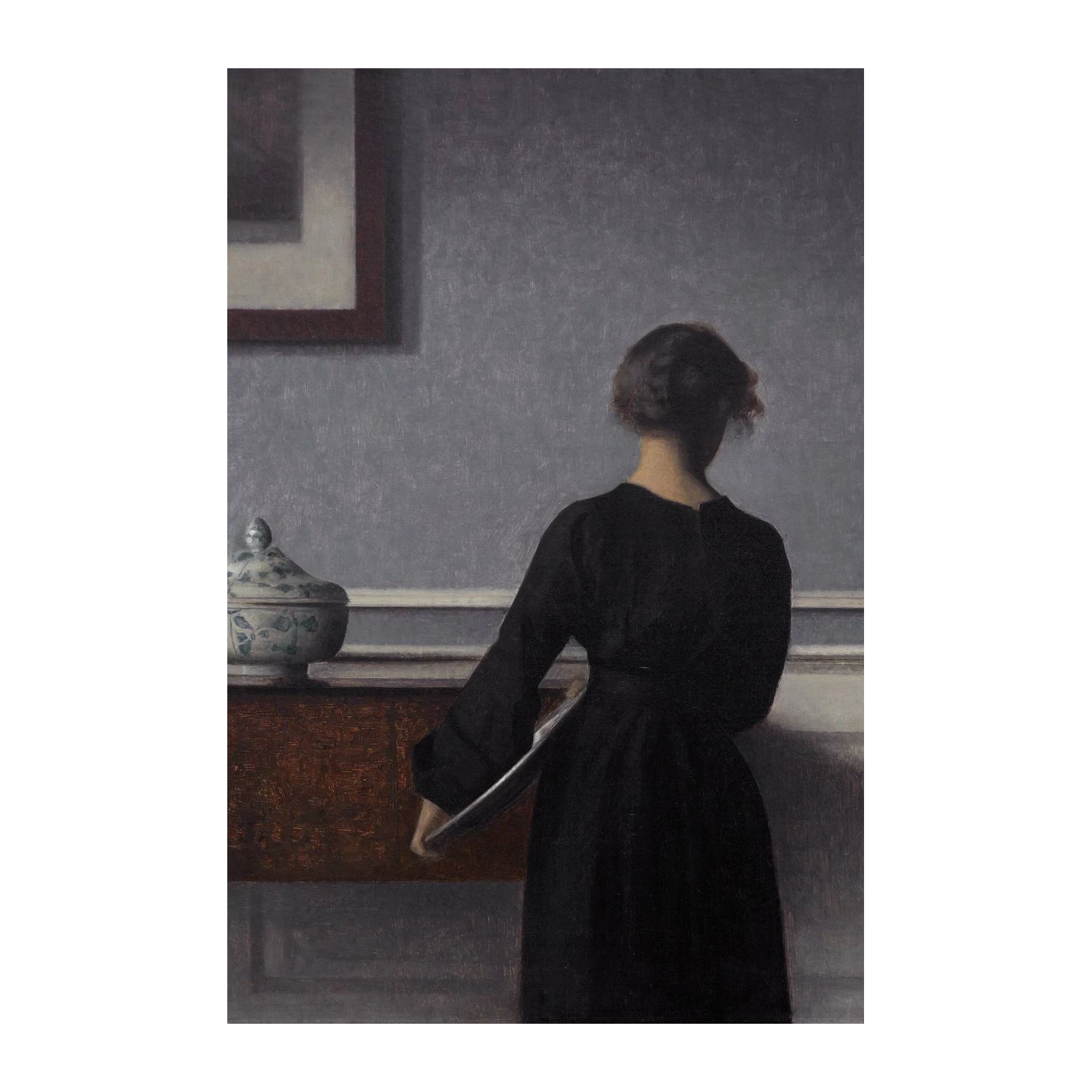 Elegant Woman in Black Dress Wall Art