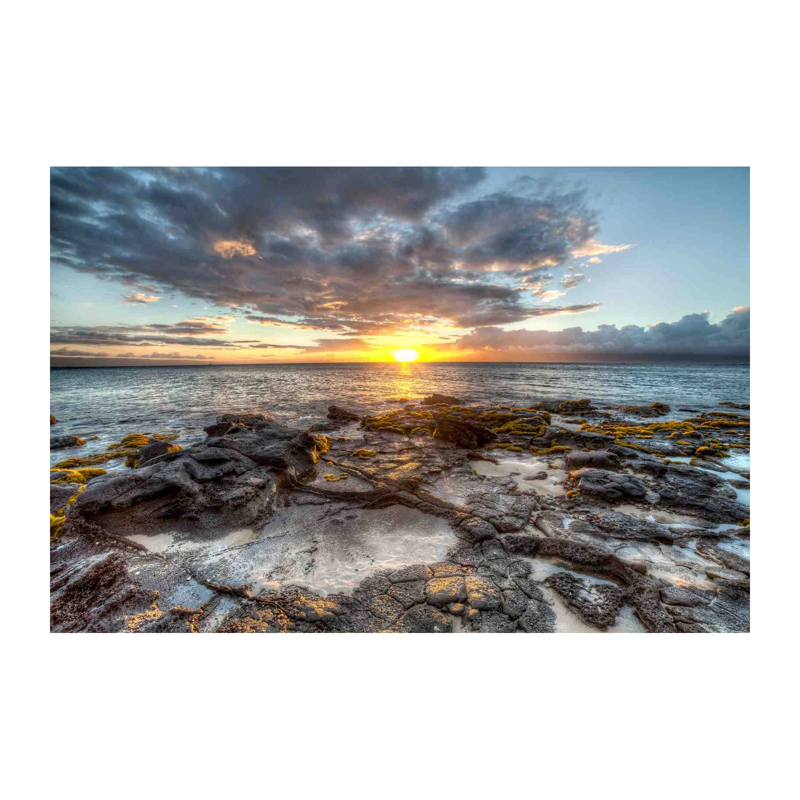 Sunset Ocean Rocks Wall Art