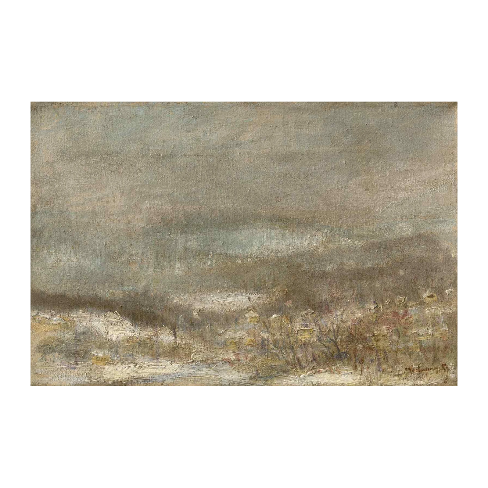 Misty Winter Landscape Oil Painting Wall Art