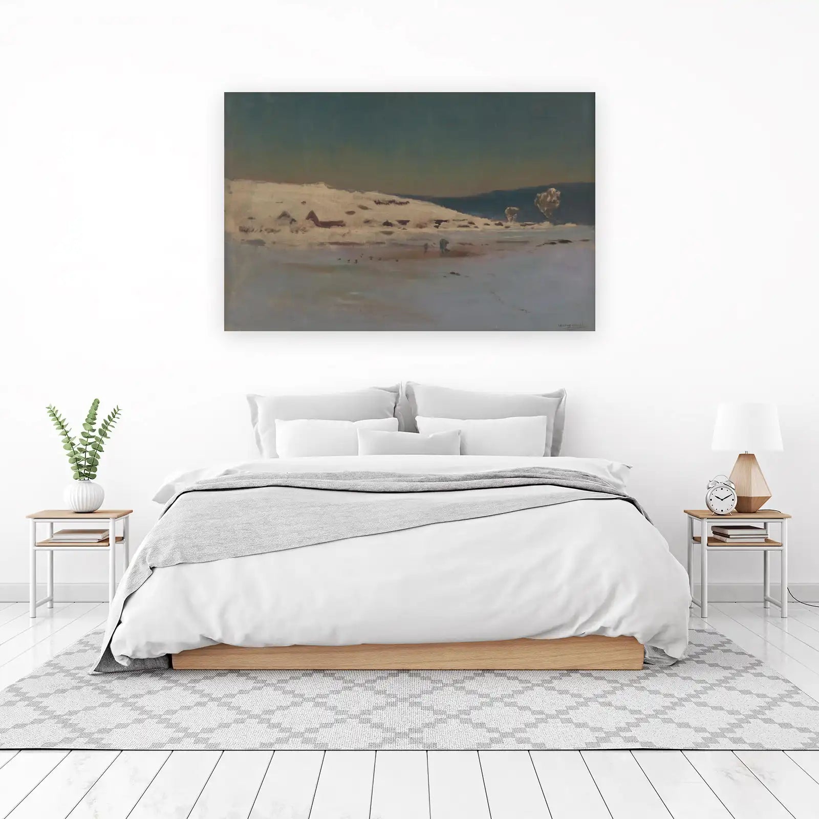 Serene Snowy Landscape & Figures Wall Art