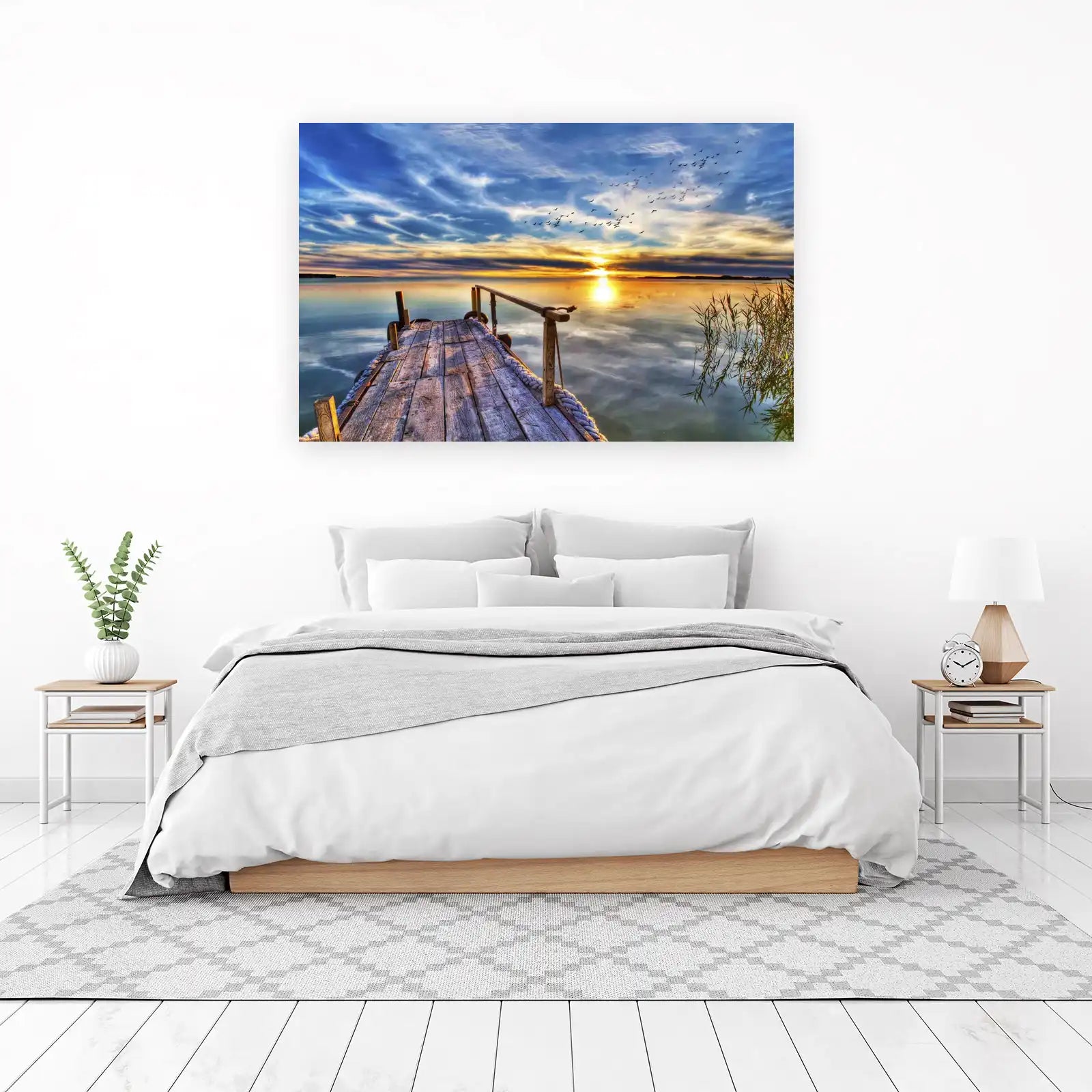 Serene Sunrise Dock Wall Art for Tranquil Homes