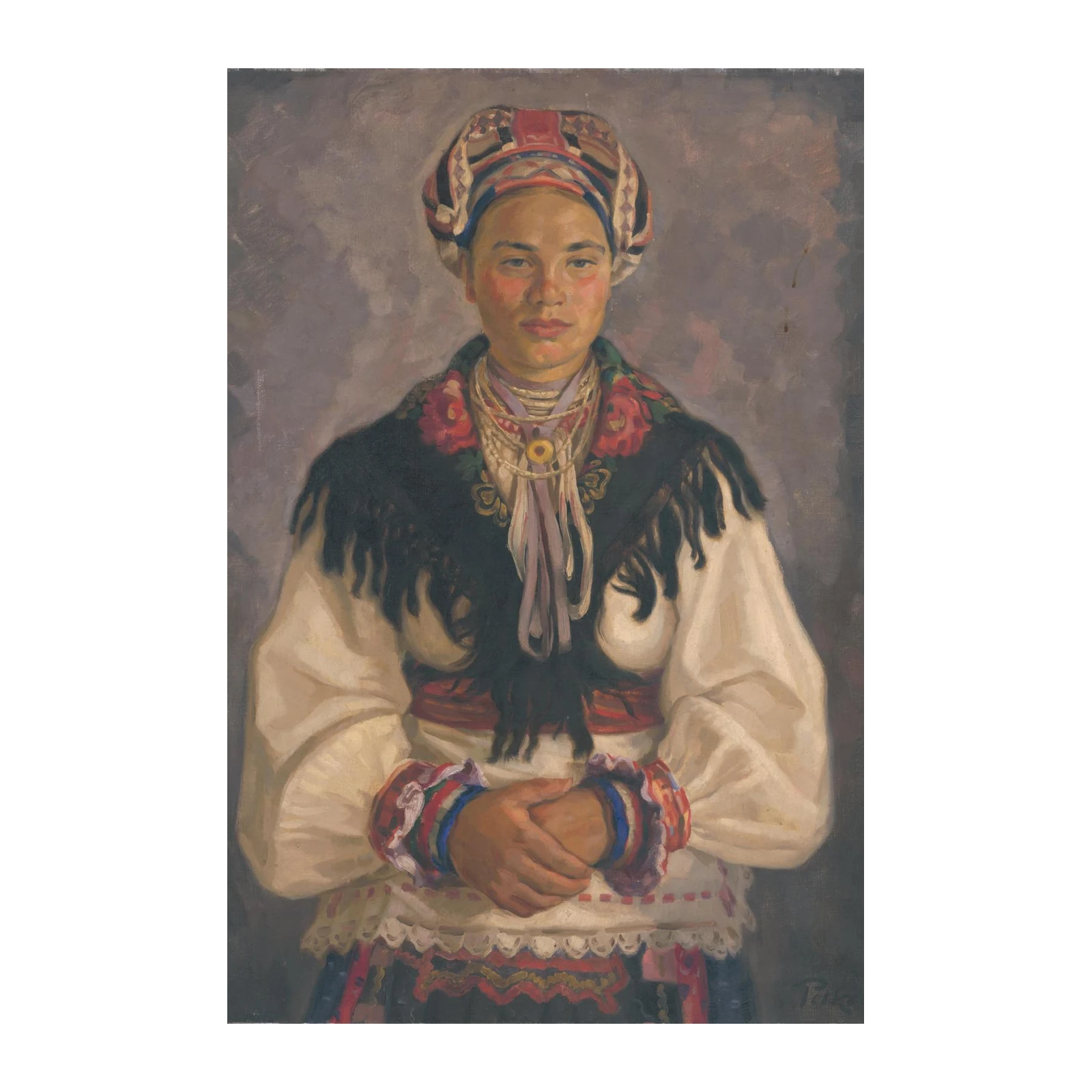 Elegant Portrait of a Woman in Traditional Attire Wall Art