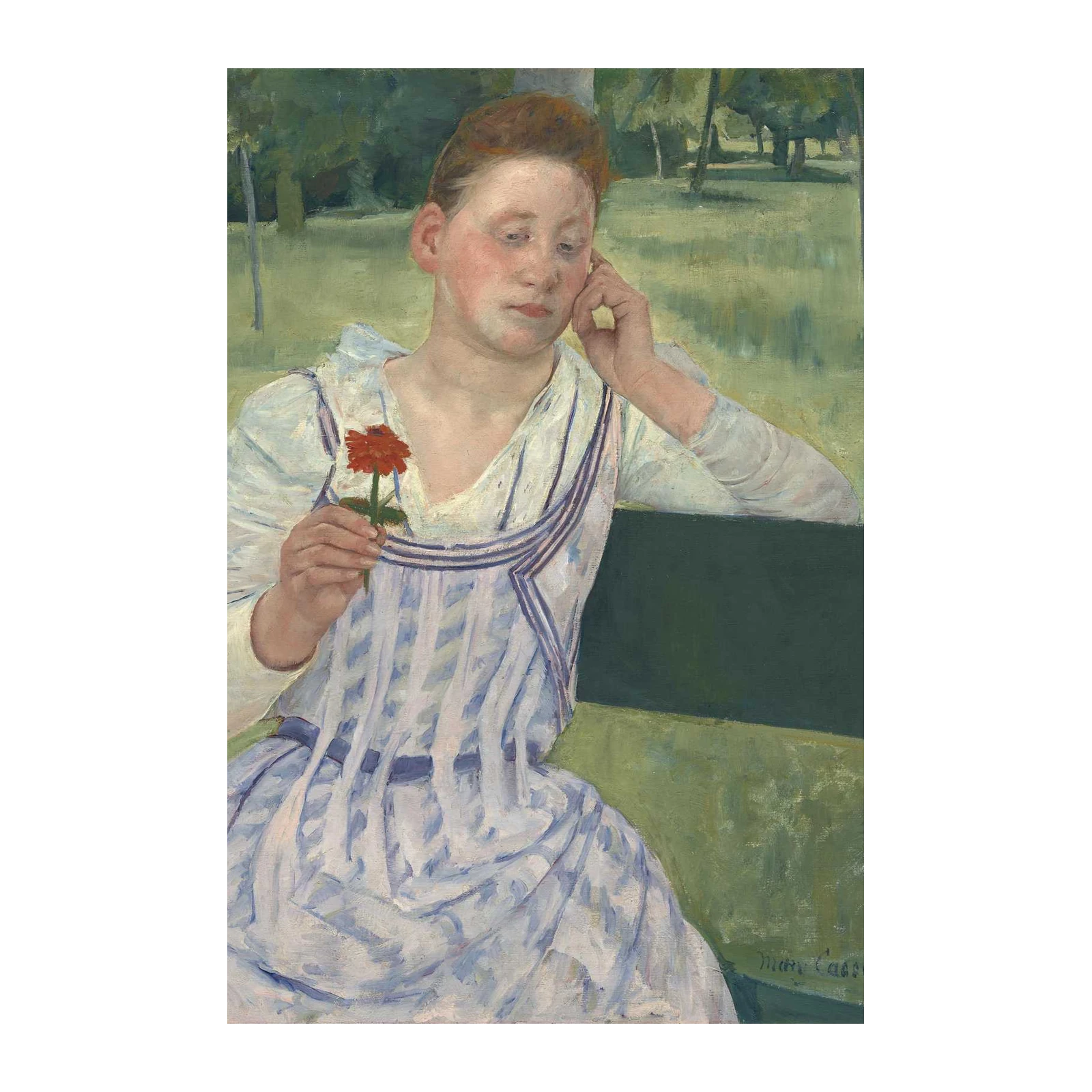Young Girl with Red Flower Wall Art