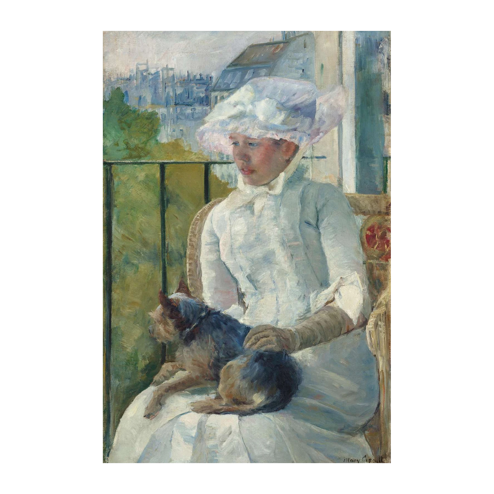 Impressionist Girl with Dog Wall Art
