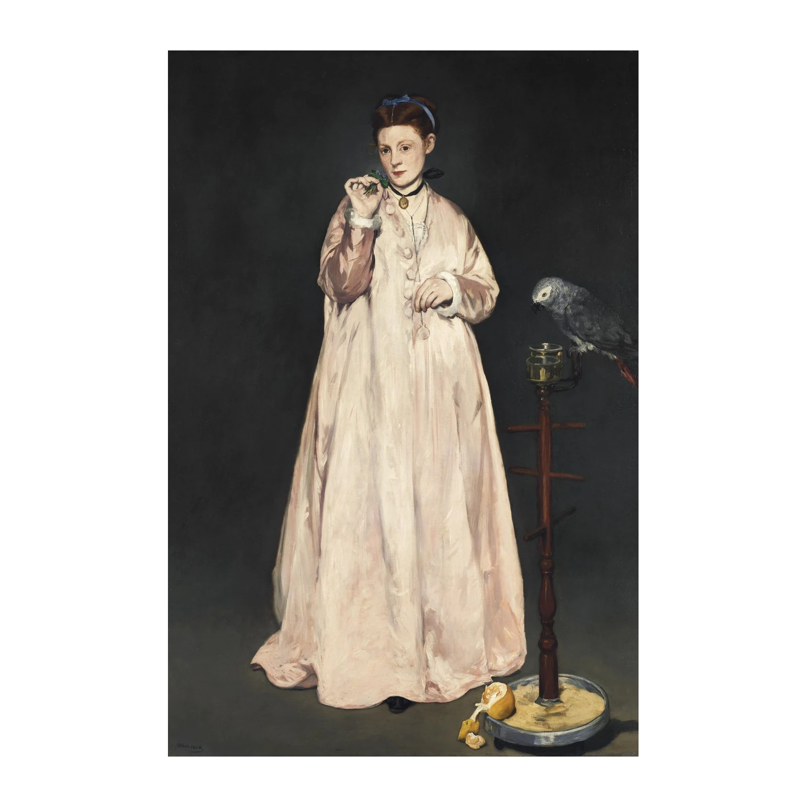 Young Woman with a Parrot Wall Art