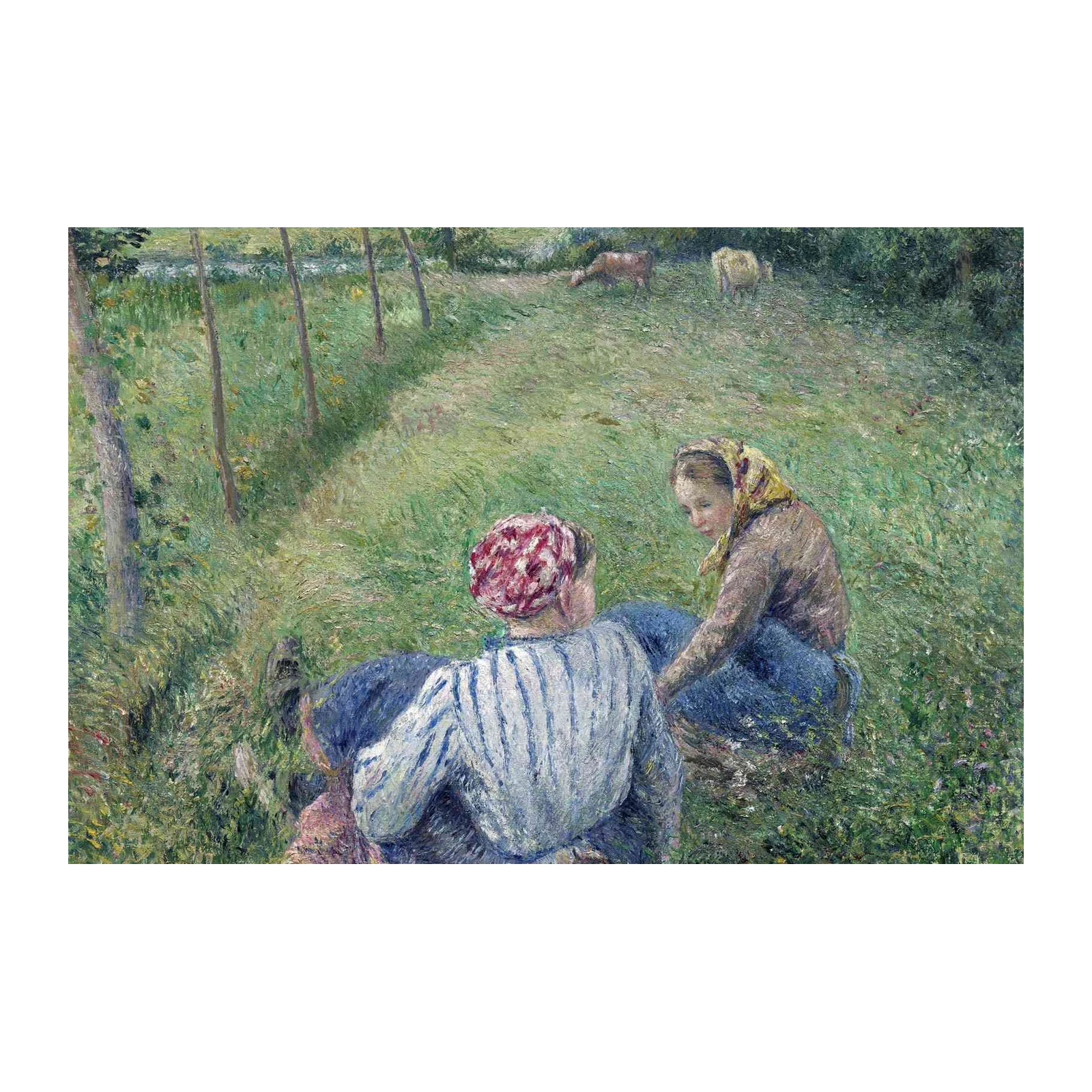 Impressionist Meadow Scene: Countryside Women Wall Art