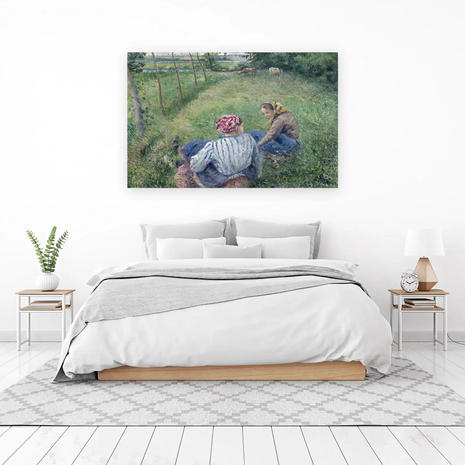 Impressionist Meadow Scene: Countryside Women Wall Art