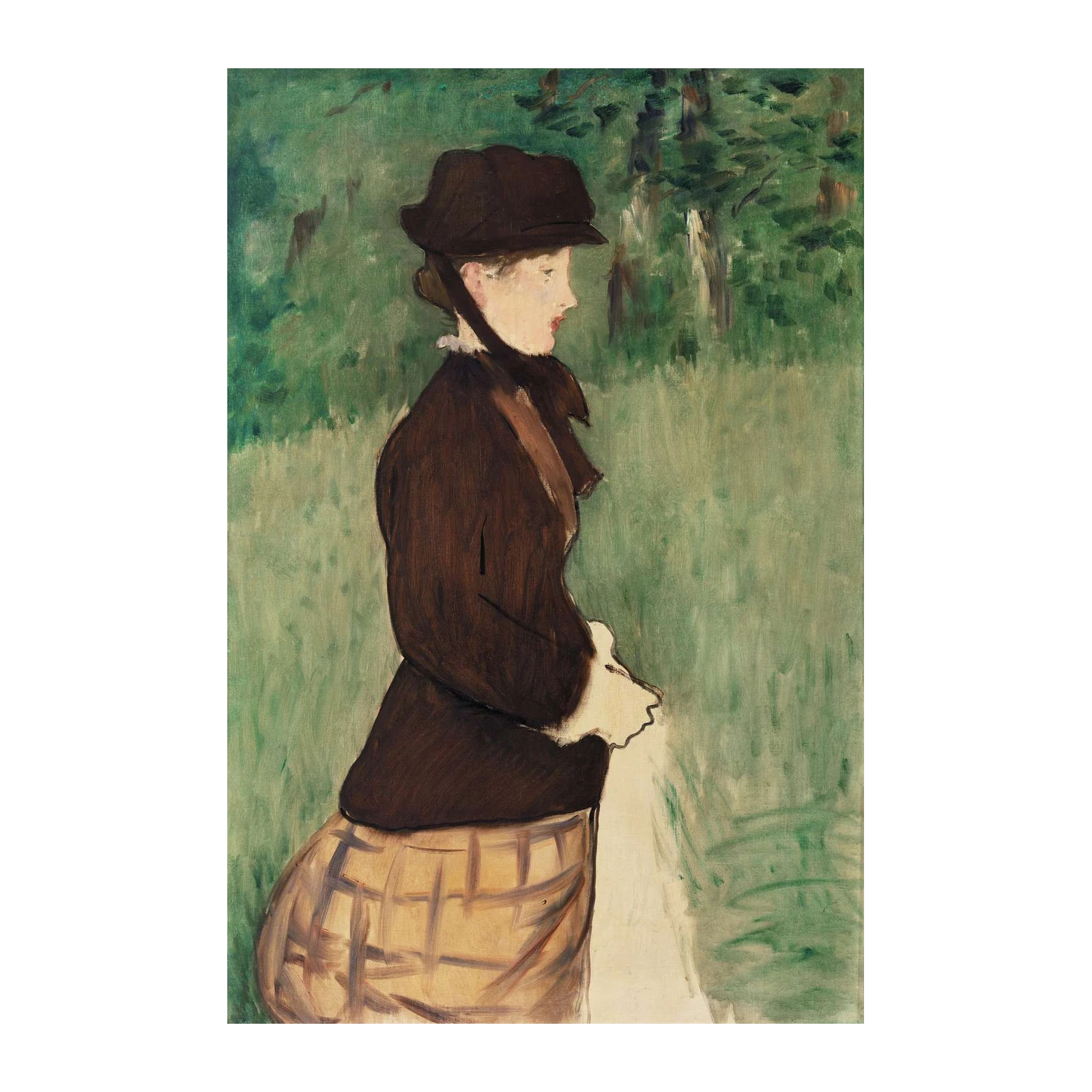 Elegant Woman in Hat Impressionist Art Wall Art