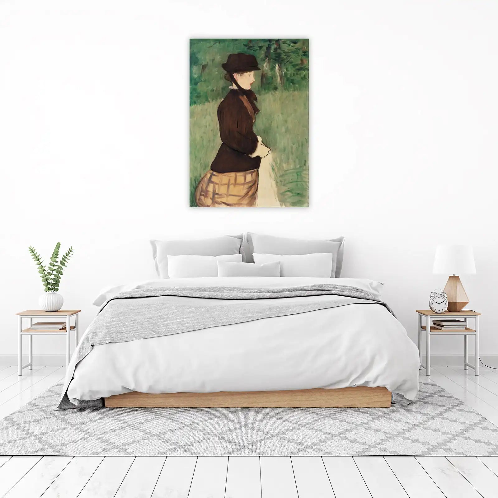 Elegant Woman in Hat Impressionist Art Wall Art